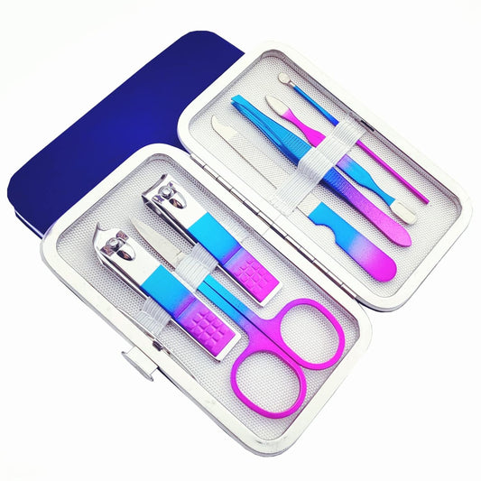 7pcs Manicure Set, Nail Clippers Kit, Stainless Steel Manicure Kit, Nail Clipping Tools Portable Travel Grooming Kit, The Best Gift with Luxurious Case(Multicolor)
