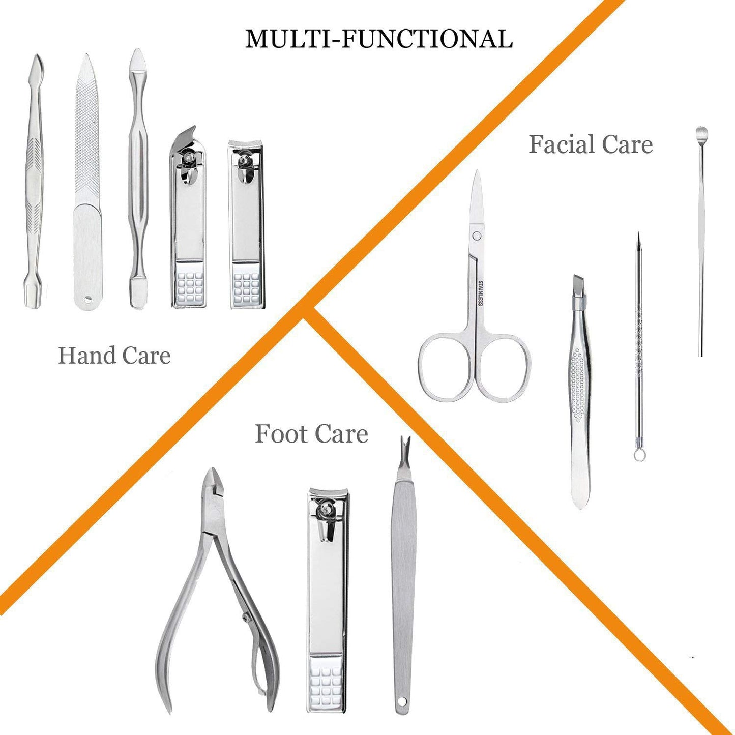 Manicure Set Professional Nail Clippers Kit Pedicure Care Tools- Stainless Steel Women Grooming Kit 12Pcs for Travel or Home (Gold)