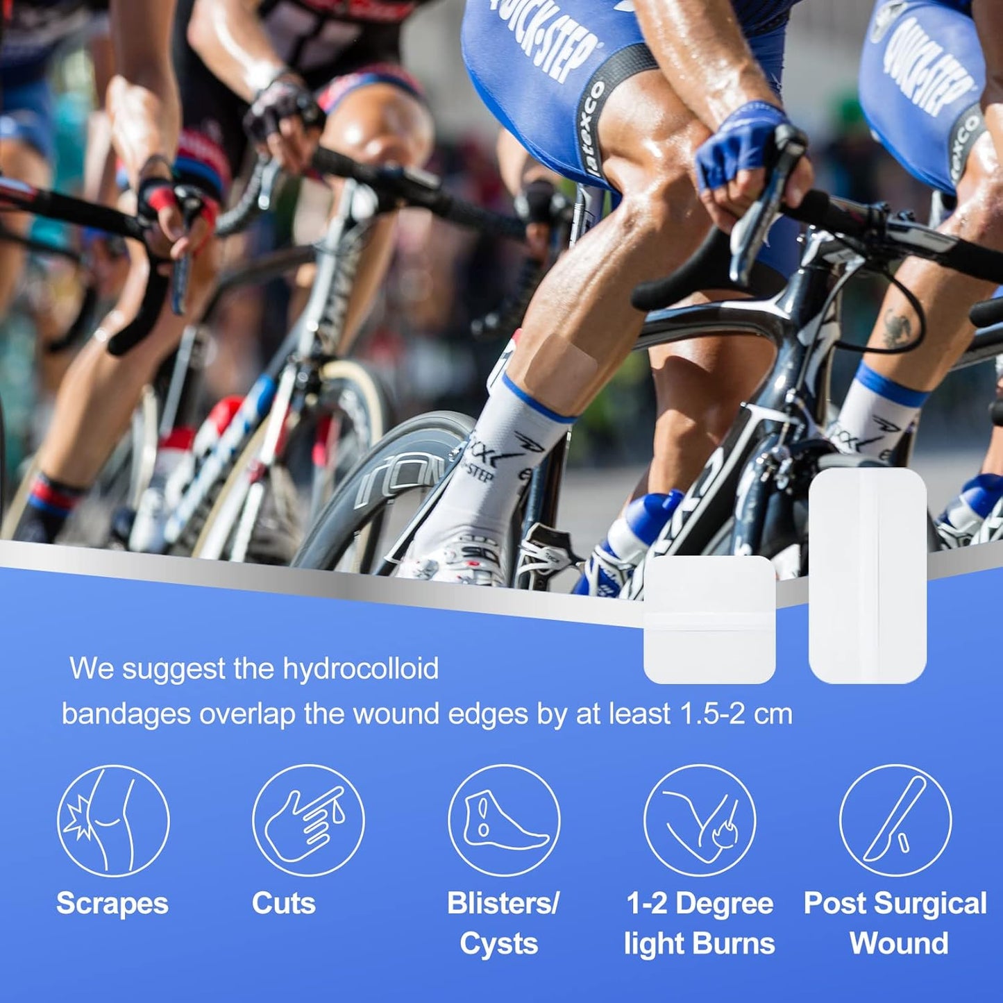 20 Count Hydrocolloid Bandages 2 x 4 in, Large Wound Dressing Healing Bandages for Wounds, Waterproof Bandage Large