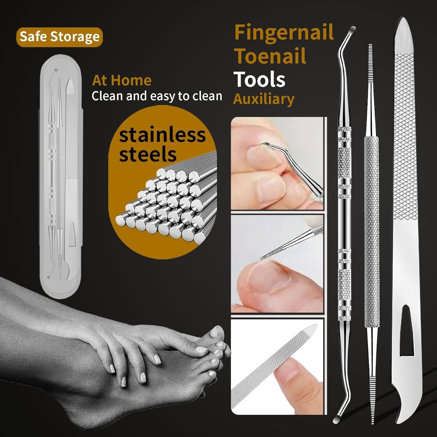 Toenail Clippers for Seniors Thick Toenails, Curved Blade Angled Nail Clippers and Straight Nail Clipper, Heavy Duty Ingrown Toenail Clippers, Large Toe Nail Cutter Clippers for Ingrown Nails