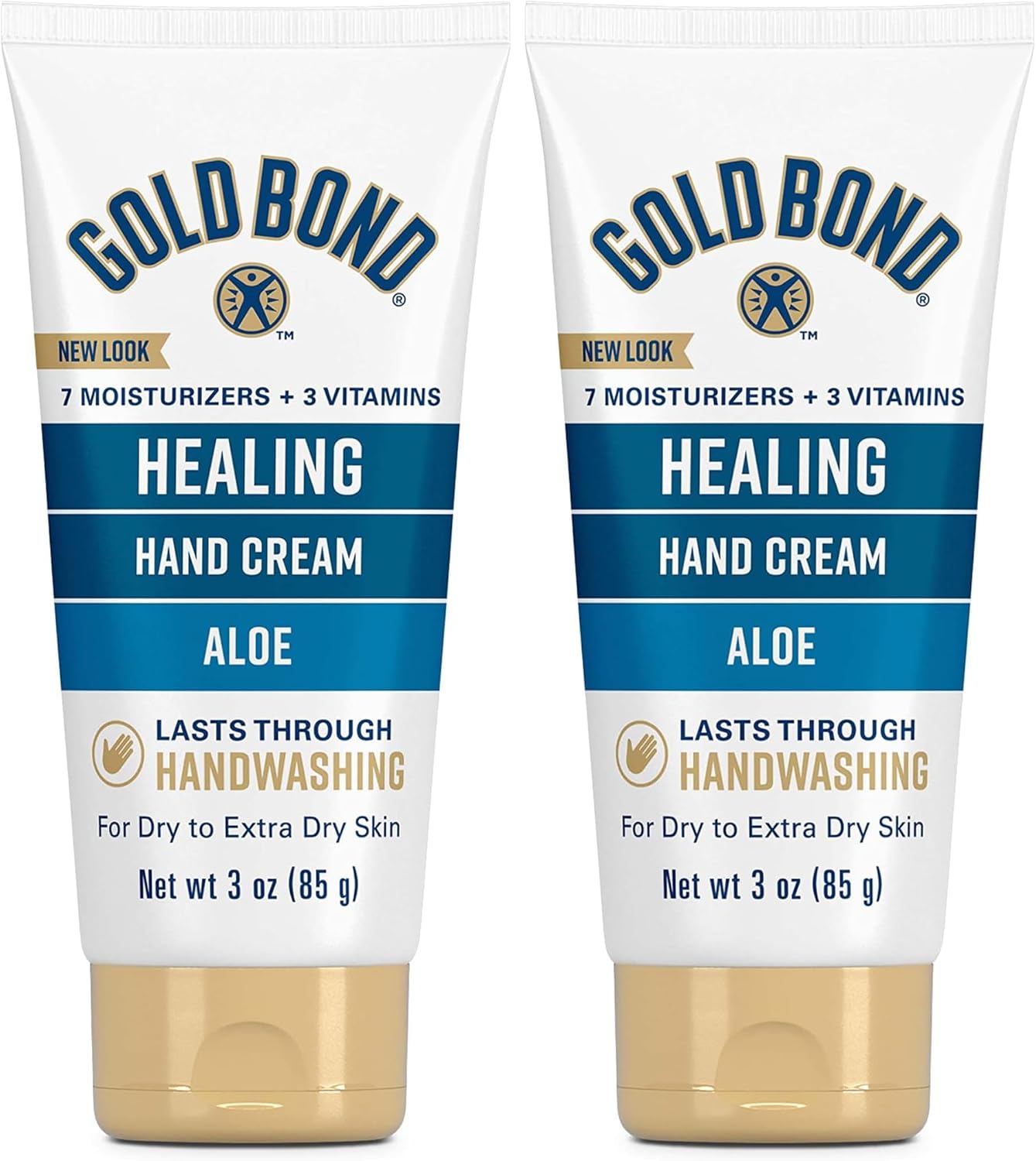Gold Bond Healing Hand Cream, With Aloe, Hand Lotion for Dry Skin That Lasts Through Handwashing, 3 oz. (Pack of 2)