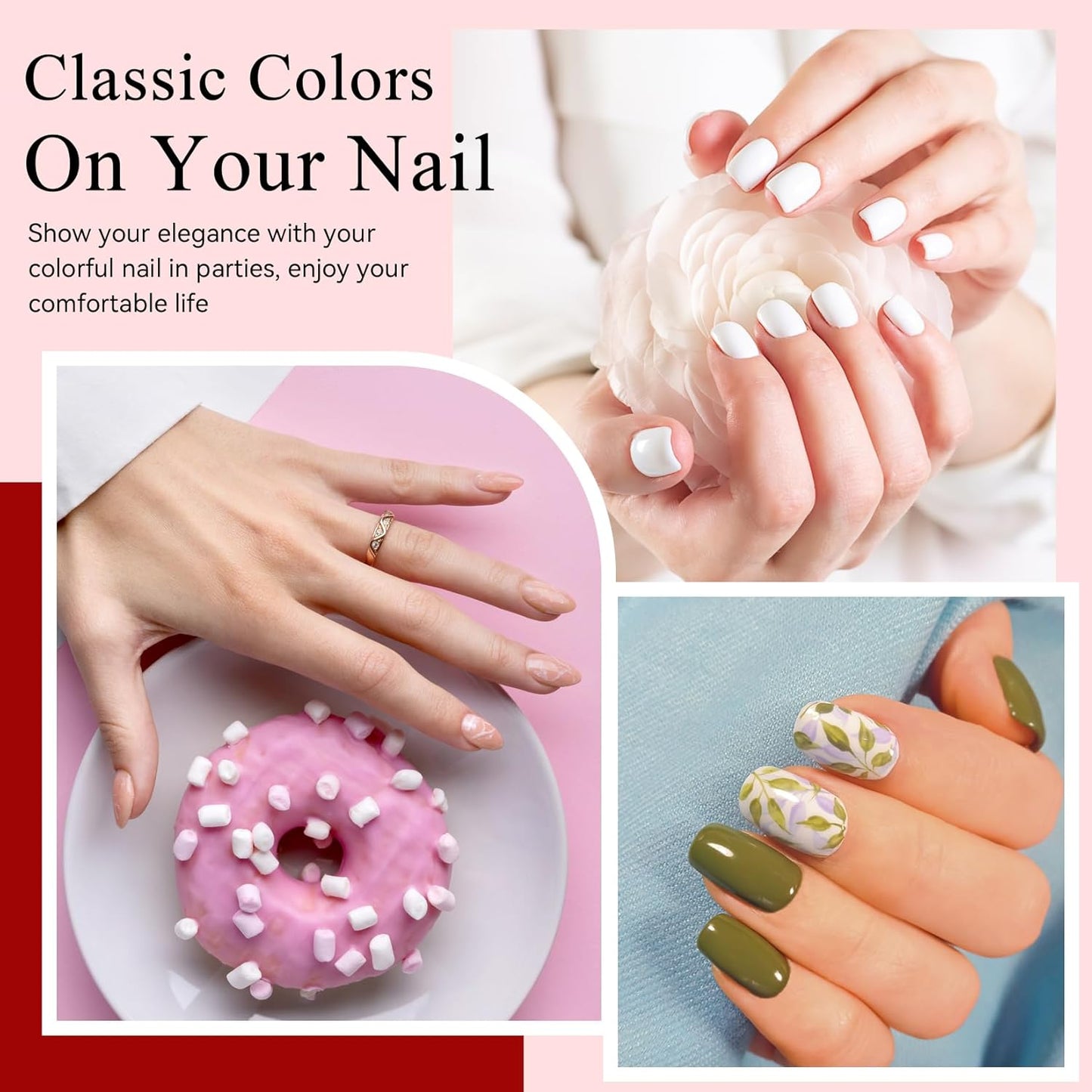 phoenixy Gel Nail Polish 30 PCS Gel Nail Polish Set Dark Color Collection Manicure Set for Women Matte Silver Gold Glitter Top Coat for Women - PCB9042