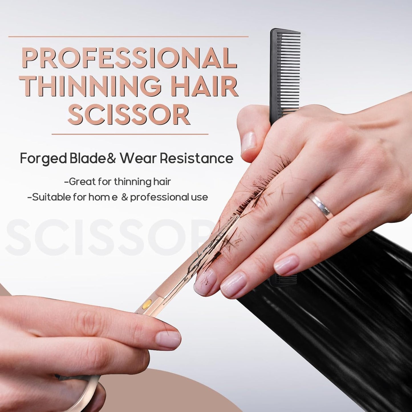 JASON Professional 10-Piece Haircut Scissors Set - 6.7" Thinning/Texturizing Scissors, Straight Shears for Men, Women & Home Salon (30 Teeth, Rosegold)