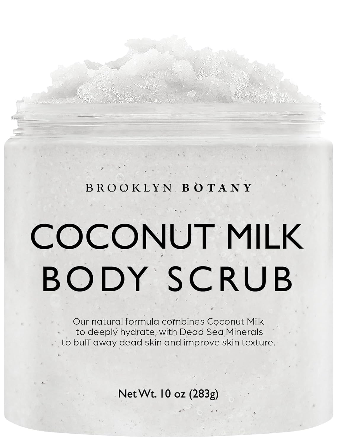 Brooklyn Botany Coconut Milk Body Scrub - Moisturizing and Exfoliating Body, Face, Hand, Foot Scrub - Fights Stretch Marks, Fine Lines, Wrinkles - Great Gifts for Women & Men - 10 oz