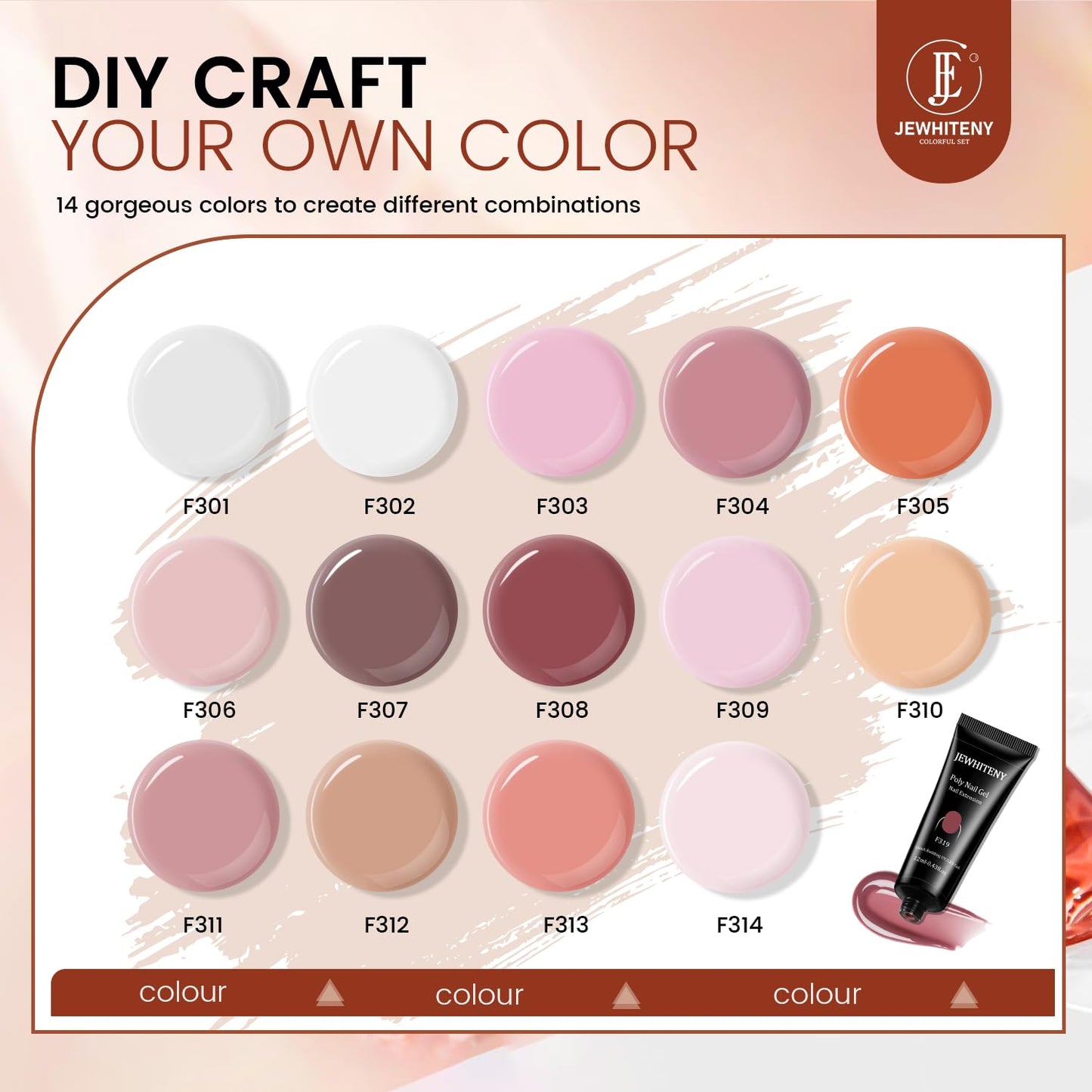 JEWHITENY 14 pcs Poly Gel Nail Extension Kit With Drill Machine U V Nail Light ALL In One Polygel Starter Kit