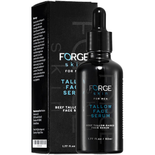 FORGE SKIN® Night Beef Tallow Serum for Men [TALLOW-BASED] - Facial Essence for Face Wrinkles with Essential Oils - Natural Green Tea Skincare for Radiance and Skin Hydration (1.77 OZ)