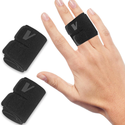 Finger Splint (No Metal Support), 2PCS Lightweight OK Cloth Finger Buddy Straps/Wraps for Arthritis, Tendonitis & Pain Relief, Adjustable Tape & Compression for Sports Injury Relief (Basketball, Tennis, Volleyball, Badminton, Golf) – Double Design - S