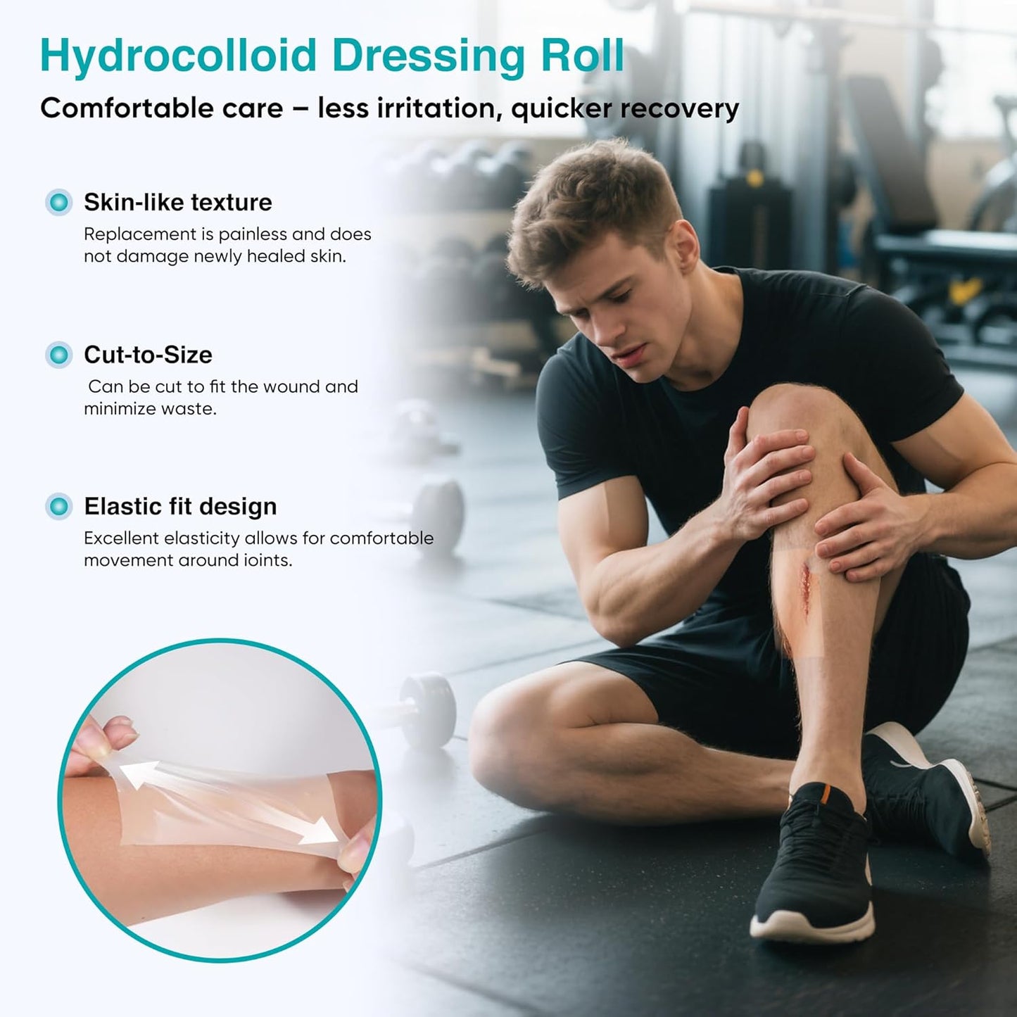 Hydrocolloid Bandages Roll for Wound Care – Cut-to-Size - Flexible & Waterproof Hydrocolloid Tape for Acne, Burns & Blister Care, Self-Adhesive & Highly Absorbent (2in x 12ft x 3Roll)