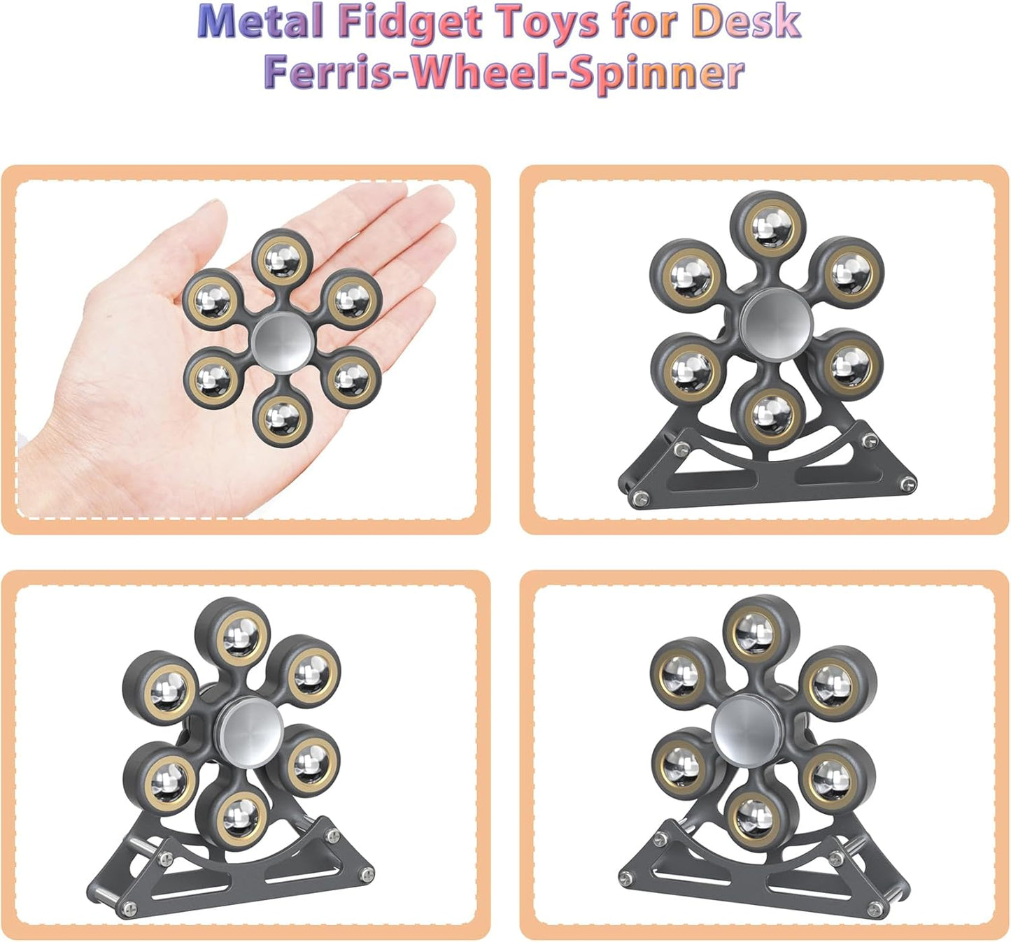 Desk-Fidget-Toys for Ferris-Wheels-Spinner: 4mins Metal Kinetic-Spinner Cool-Gadgets for Office Home School Christmas, EDC-Toy ADHD Tools Cool-Stuff Stress Relief Gift for Kid Children Teen Adult