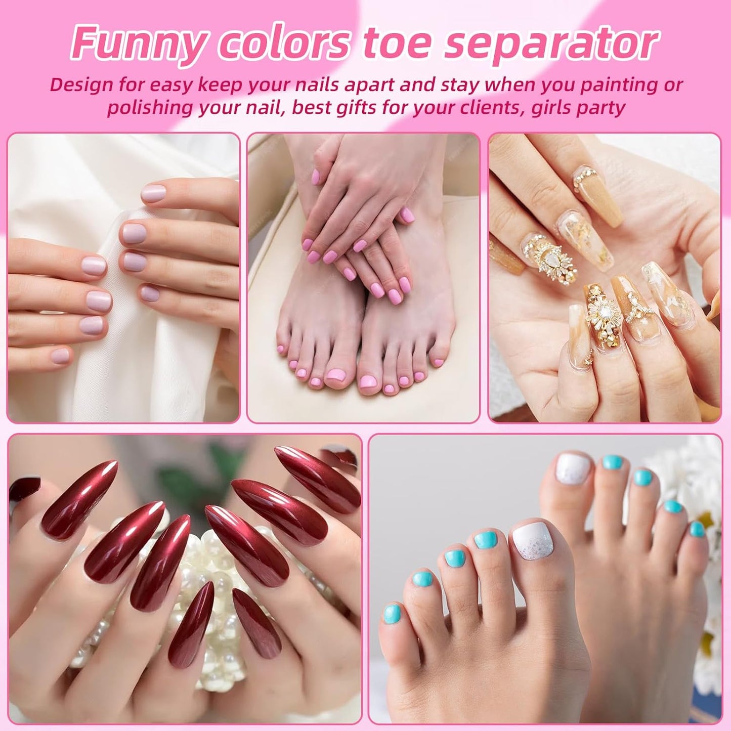 500 Pcs (250 Pairs) Toe Separators Pedicure Tool Kit Soft Toe Spacers for Pedicures Spreaders Finger Dividers for Women Men Feet Nail Toenails Art Painting Polish Spa