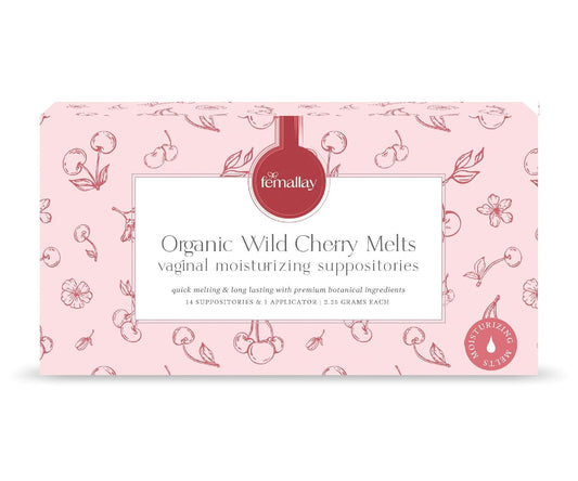 Femallay Organic Vaginal Moisturizing Suppositories – Wild Cherry – 100% Natural Relief for Dryness, Odor & Daily Feminine Discomfort – 14 Count + Applicator