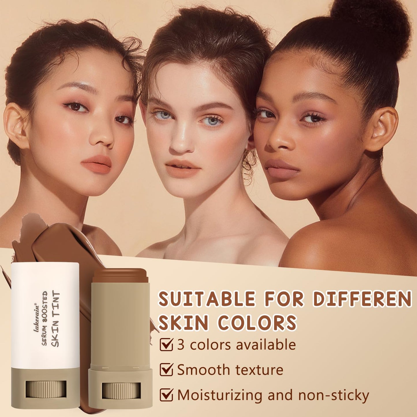 2PCS Foundation Stick Beauty Balm Serum Boosted Skin Tint, Solid Tinted Moisturizing Serum Contour Stick, Natural Fit, Moisturizing ＆ Concealing Foundation Sticks (#05)