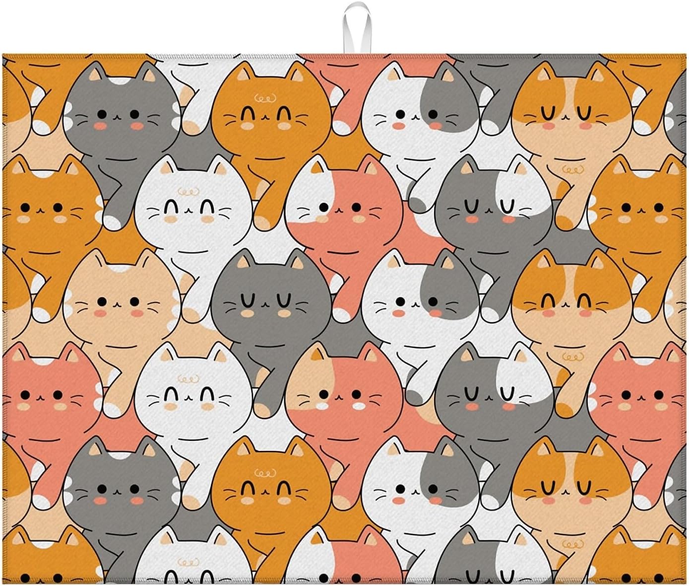 Dish Drying Mat For Kitchen Counter, Cute Cats Animals Microfiber Absorbent Dish Drainer Rack Pad Reusable Large 18x24in Drying Mat