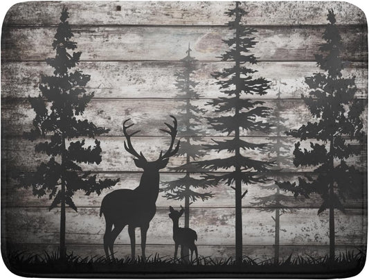 Forest Deer Dish Drying Mat Wildlife Animal Decorative Microfiber Dishes Pad 18x24 Inch Absorbent Reversible Kitchen Counter Drainer Mats