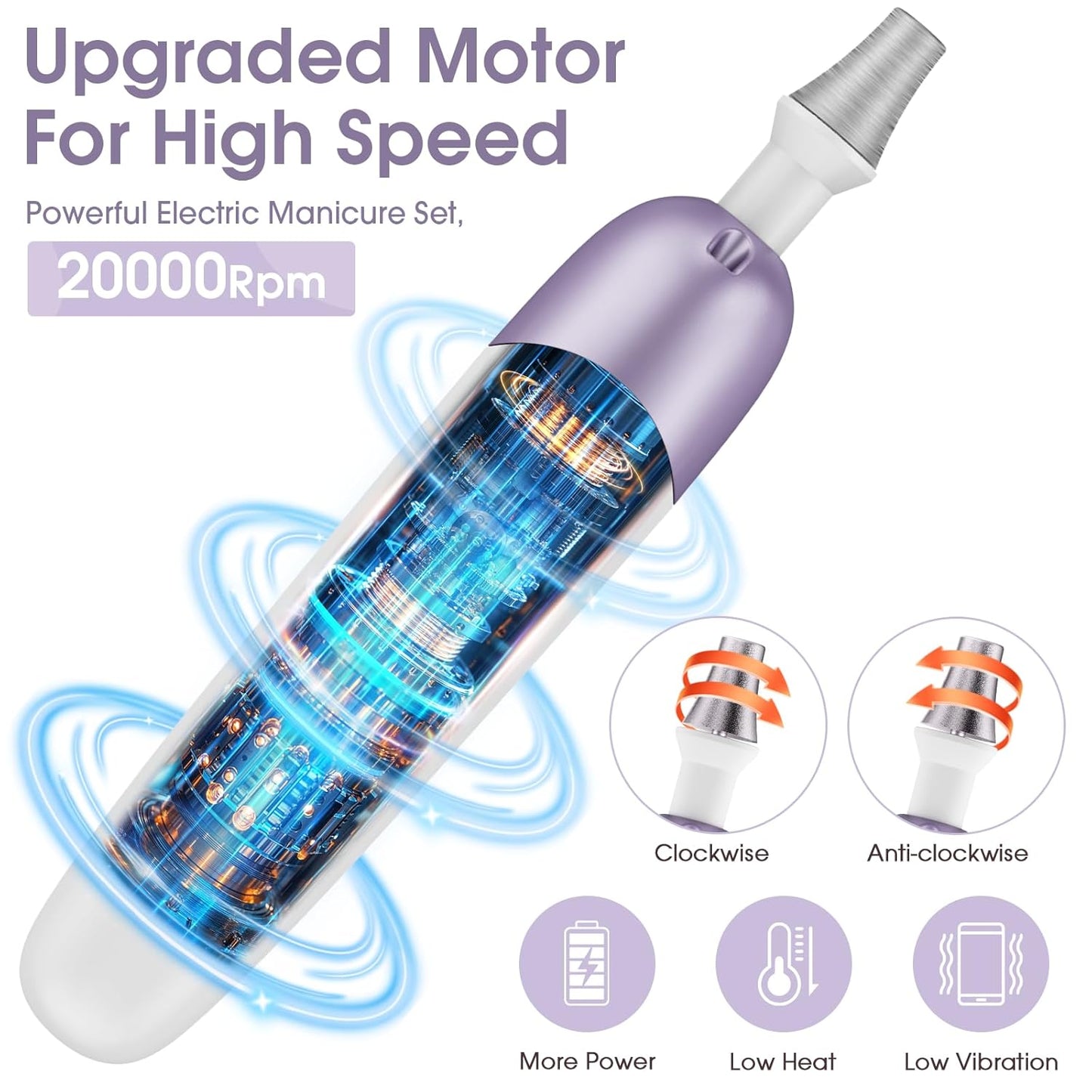 Professional Manicure Pedicure Kit with Case, Cordless Electric Nail File Set with Memory Mode&10 Speed, Portable Nail Drill Pedicure Tools for feet, Hand Foot Care Tool for Thick Nail Toenail Cuticle