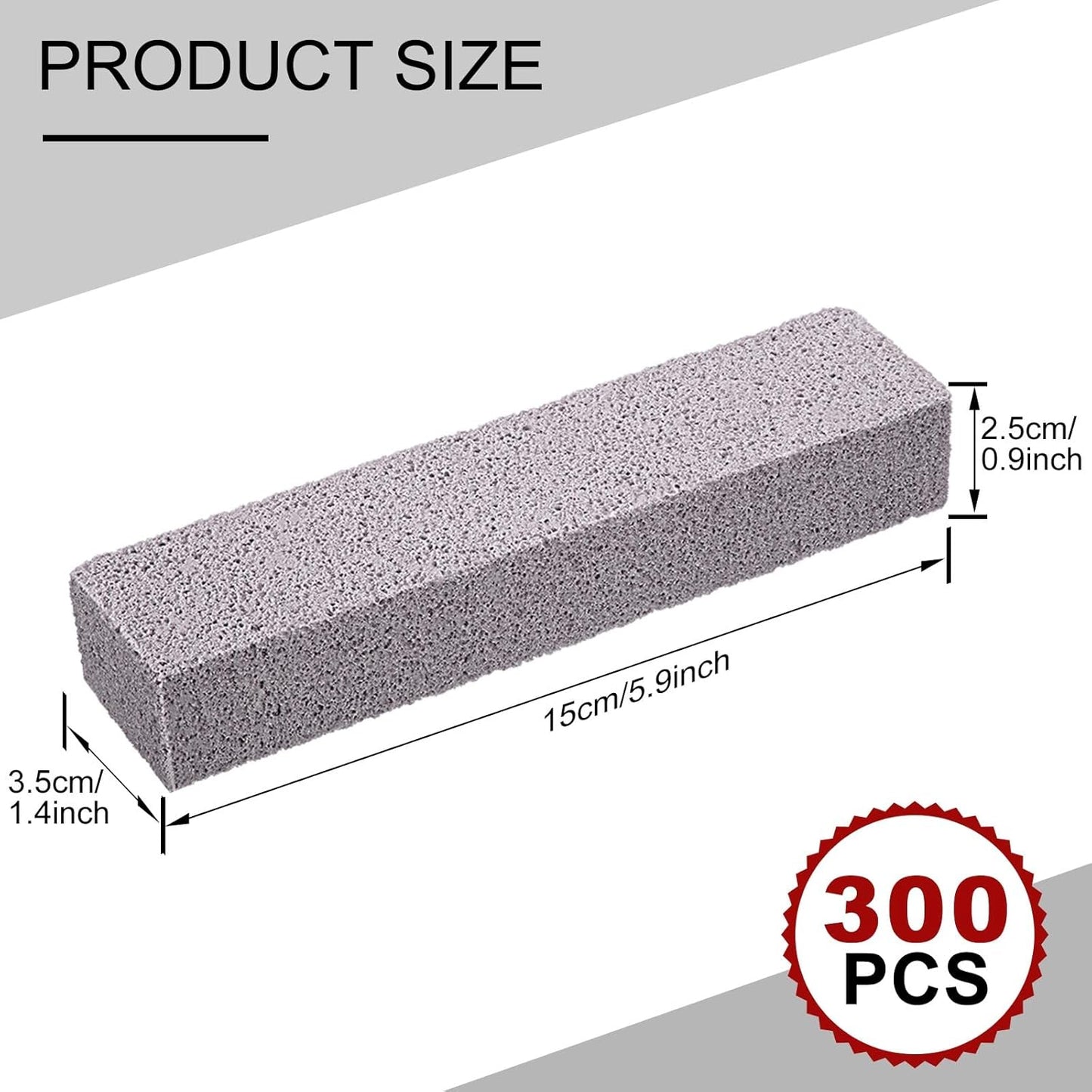 Chinco 300 Packs Pumice Stone for Cleaning, Scouring Pad Removing Stain Grime Without Leaving Scratches for Kitchen Oven Stove Home Bathroom Toilet Pool House Cleaning Supplies