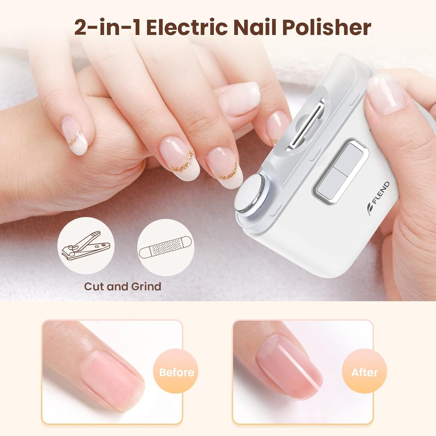 Electric Nail Clipper,Automatic Nail Clipper,Rechargeable 2 Speed Nail Clippers Set,45DB Nail Kit,LED Light Electric Nail Clippers for Kids,Adults,Seniors,2 in 1Design Manicure Set Portable White