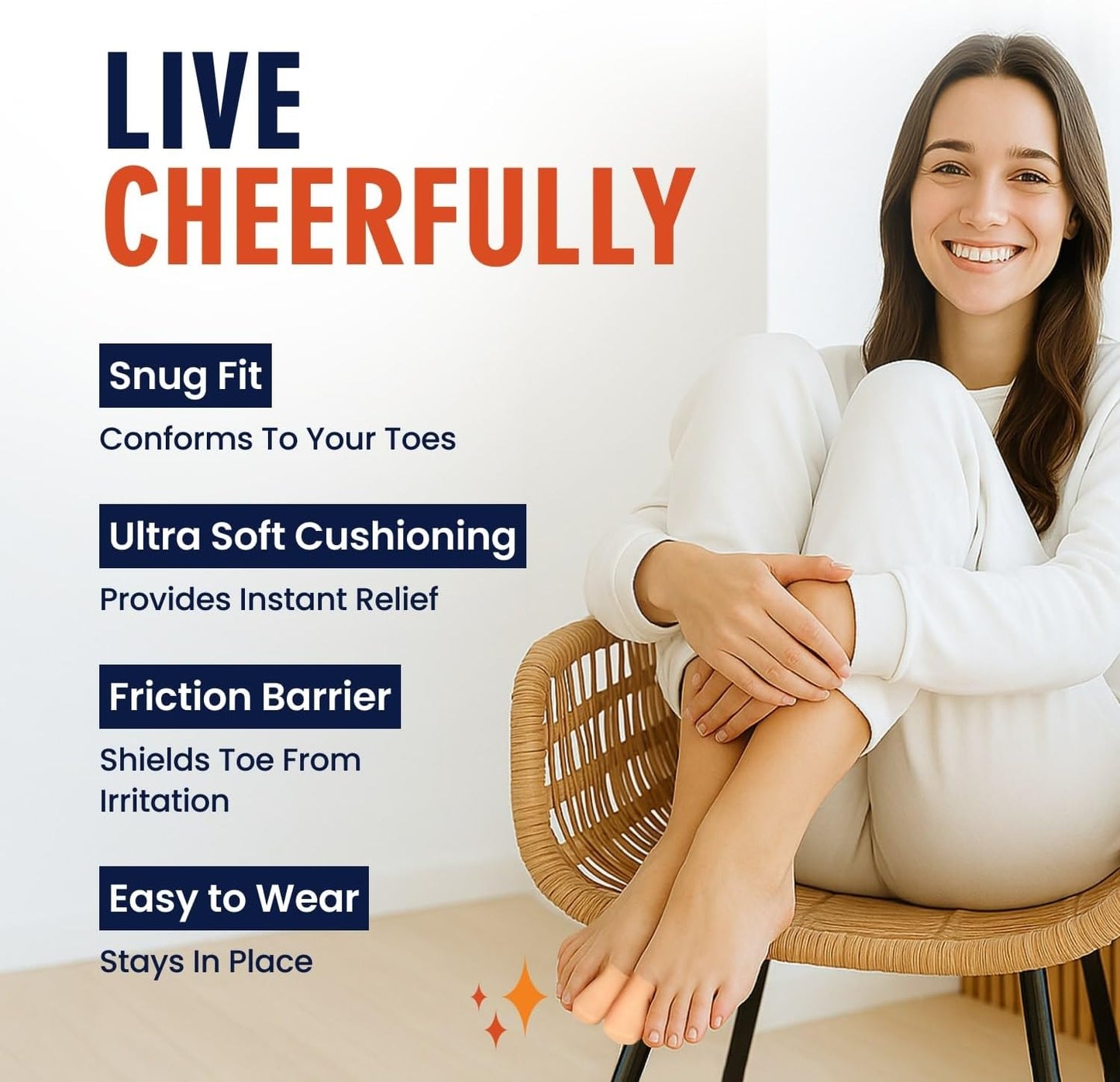 Dr. Frederick's Original Gel Toe Protectors for Men & Women - 12 ct - Toe Caps for Foot Pain Relief - Flexible Cushions for Ingrown Toenails, Corns, Calluses, Blisters, and Comfort -Beige - Large