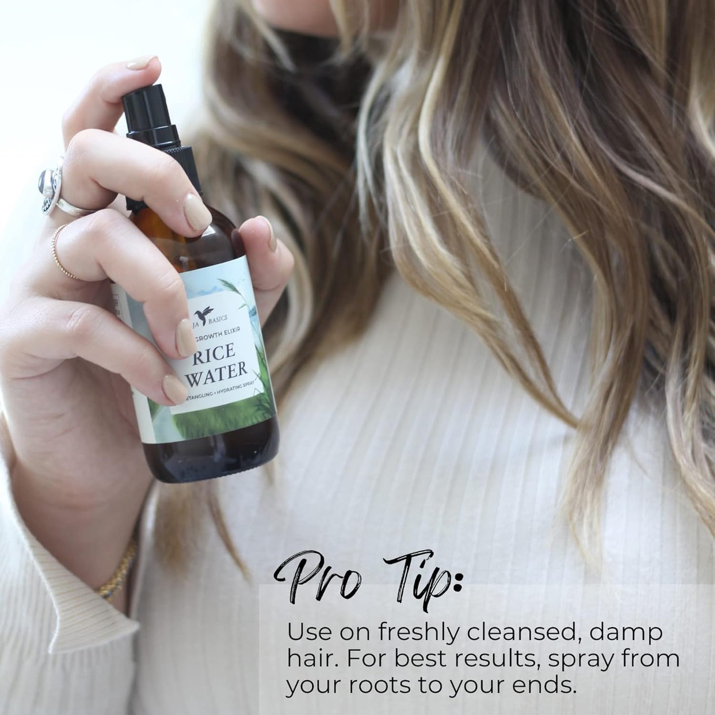 Rice Water for Hair Growth – Fermented Leave-In Spray for Thicker, Longer, Shinier Hair – Split End Repair & Dry Scalp Treatment – Curly, Straight, Fine & Thick Types – 4oz, 2-Pack