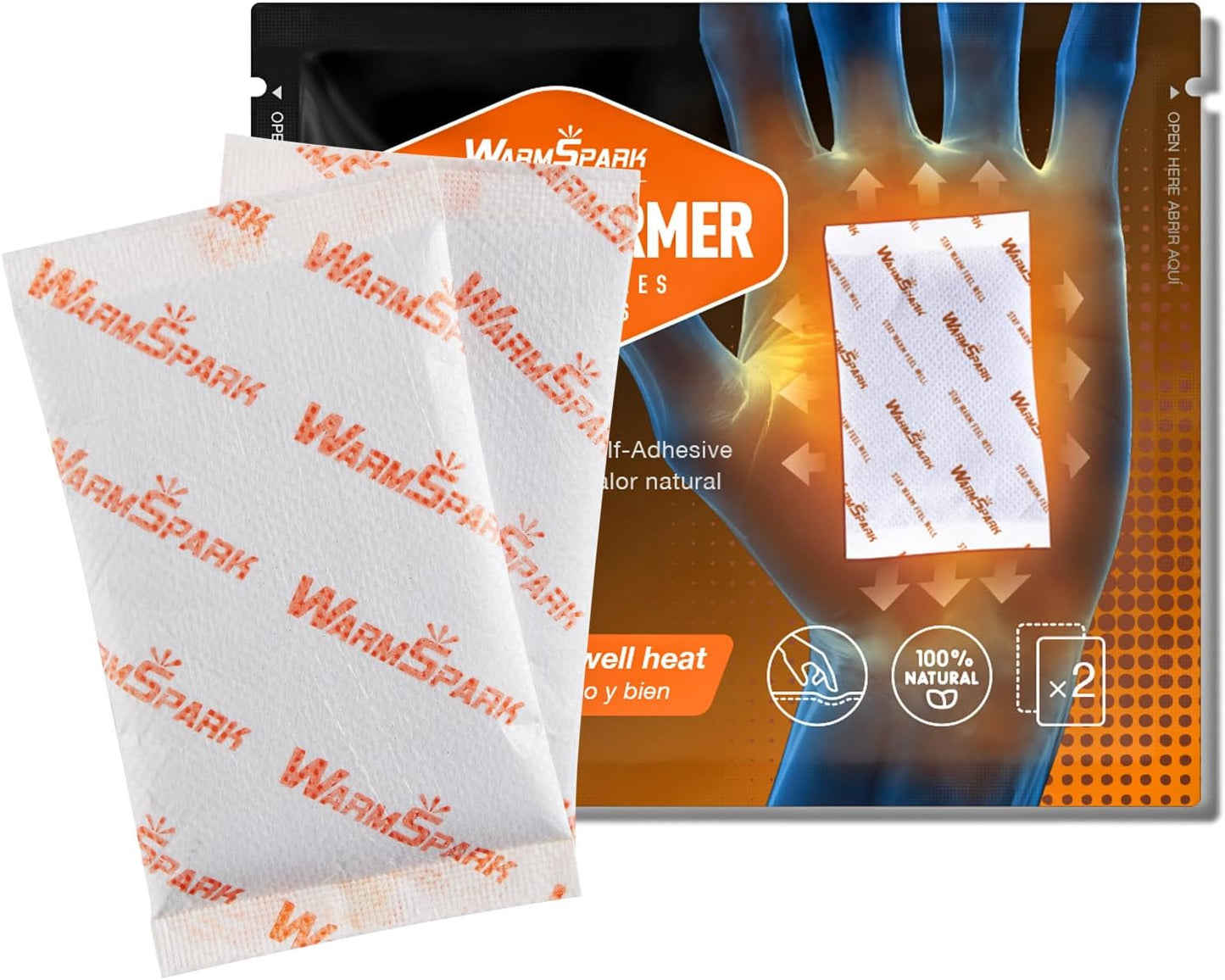 Hand Warmers Disposable Single Use Air Activated Heat Packs for Hands, Toes and Body - Up to 12 Hours of Heat - WarmSpark