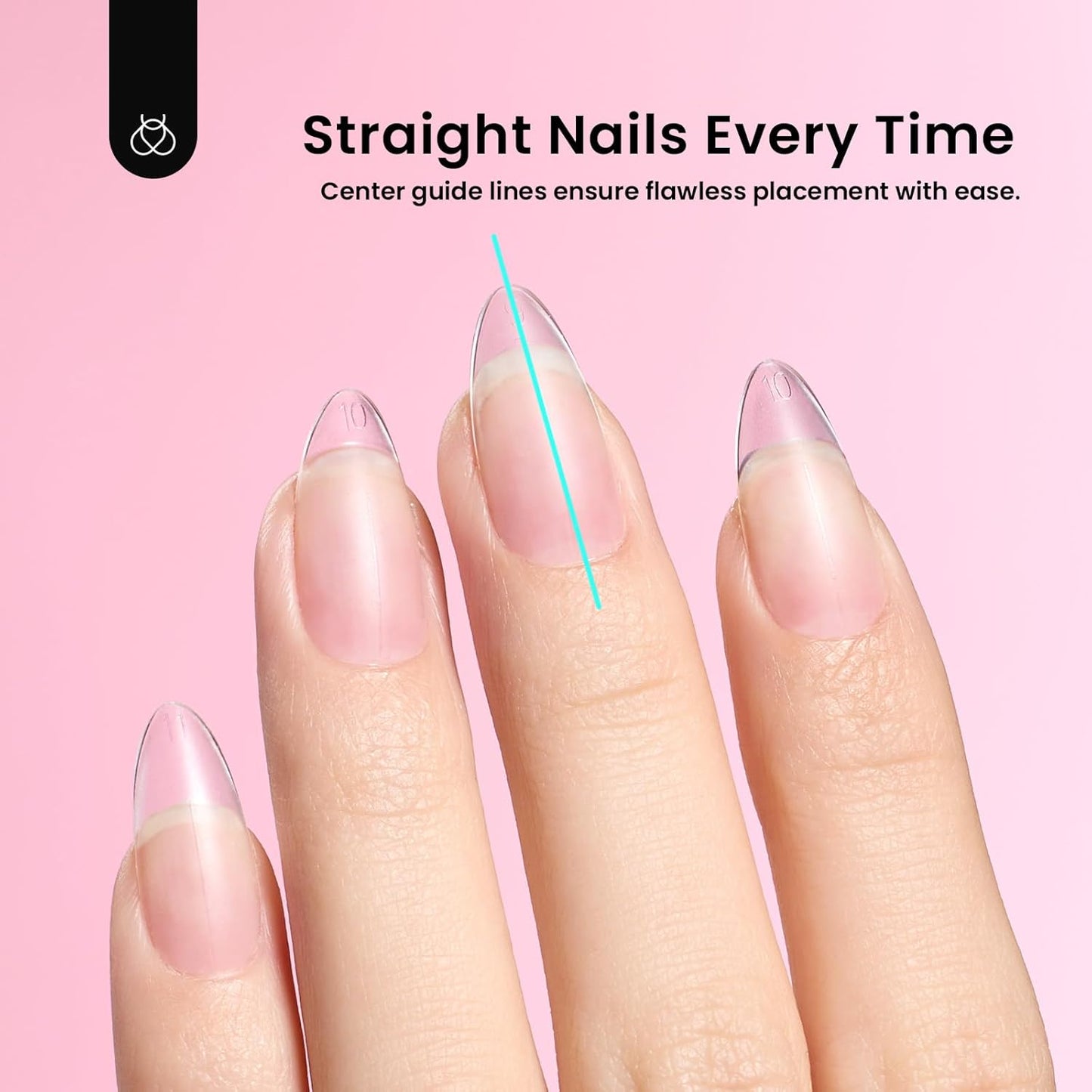 Beetles Medium Almond Nail Tips: 288PCS Medium Almond Matte Clear False Acrylic Press on Nails Tips 12 Sizes Pre-shape Full Cover Nail Tips Nail Extension DIY Valentines Day Gifts for Women