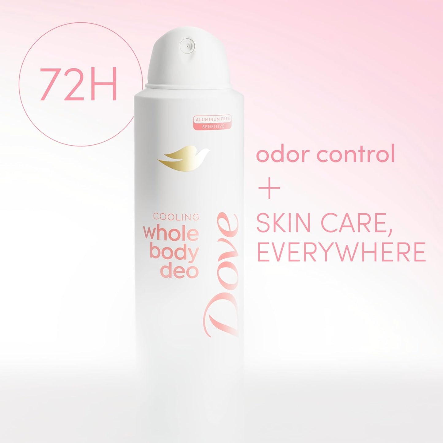 Dove Whole Body Deodorant Cooling Spray Raspberry & Rose Aluminum Free 4oz