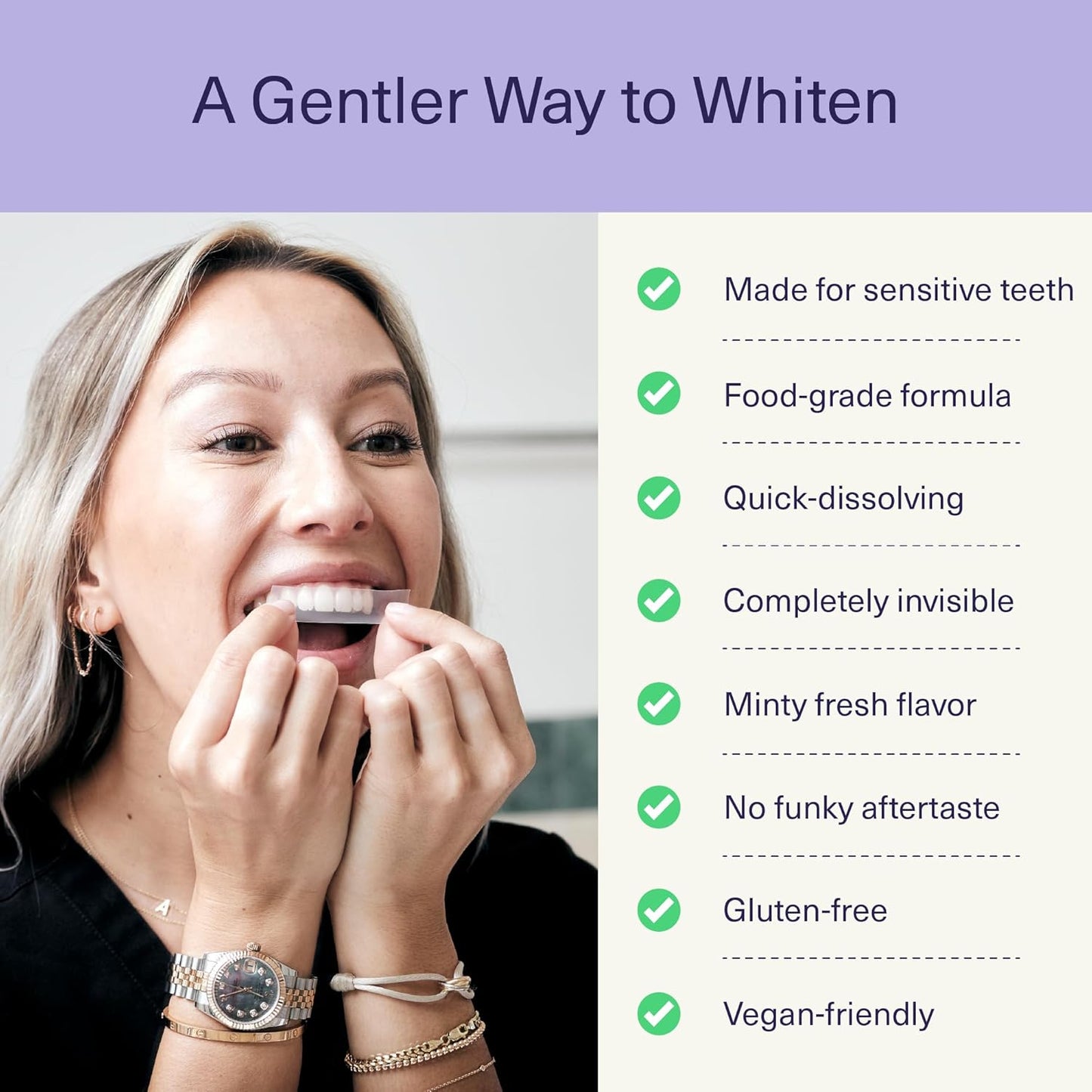 ELIMS Melt-Away Teeth Whitening Non-Toxic Strips for Sensitive Teeth - 14 Strips, 7 Treatments - Dissolving Mess-Free Application