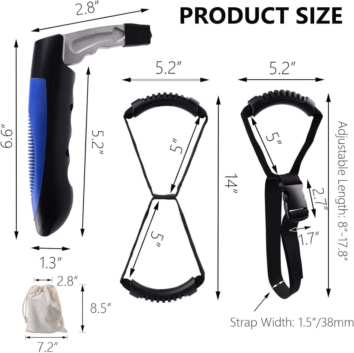 3PC Mobility Standalone Kit: Car Door Assist Handle/Standing Assist Grip Handle/Adjustable Standing Aid Safety Handle Apply to Elderly and Handicapped, Child, Pregnant Woman, Injured