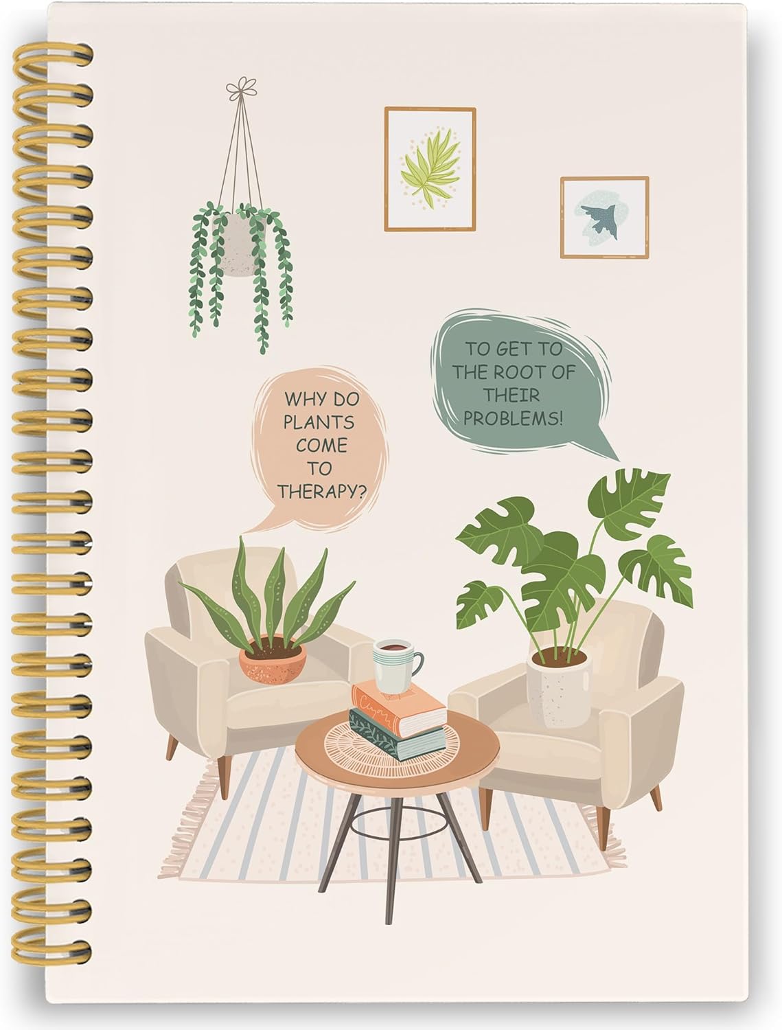 Funny Mental Health Spiral Notebook, Therapy Journaling Notebooks for Note Taking, Nature Plant Hardcover Journals for Women 160 Pages 5.5x8.3 Inch, Inspirational Gifts for Women