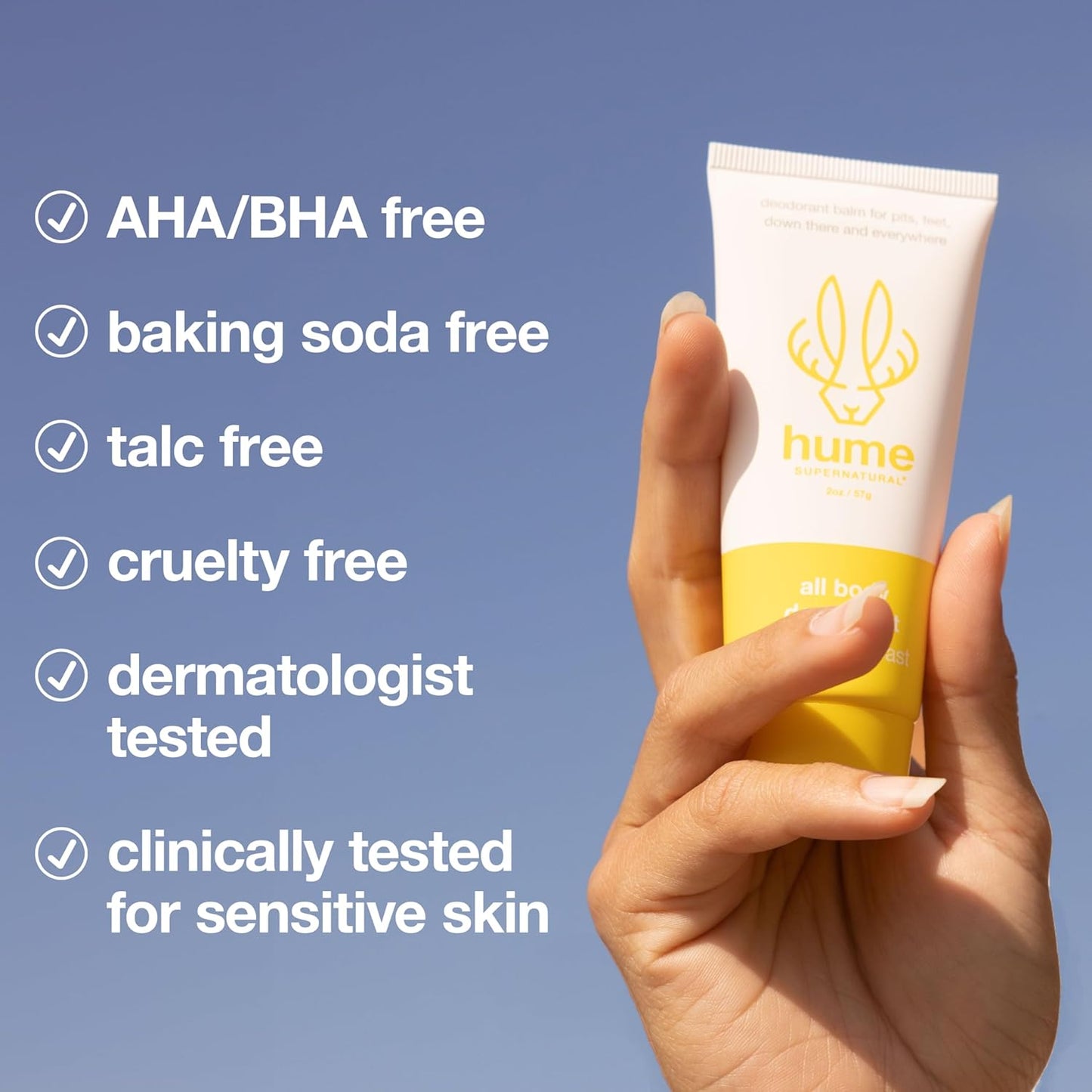 Hume Supernatural Invisible Whole Body Deo Balm - Full Body Protection - Aluminum Free, No Baking Soda - Anti-Chafing Odor Control - Clinically Tested on Sensitive Skin (Coconut Coast, 3-Pack)