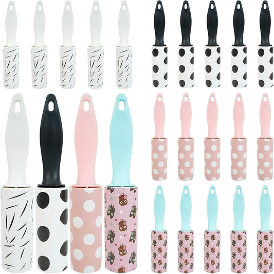 20Pcs Mini Lint Roller Travel Size, Mini Lint Roller for Purse, Portable Lint Rollers for Pet Clothes Travel Lint Bursh Rollers, Cat Hair Extra Sticky Clothes Removal Tool for Bags Furniture 5.9×1.1In