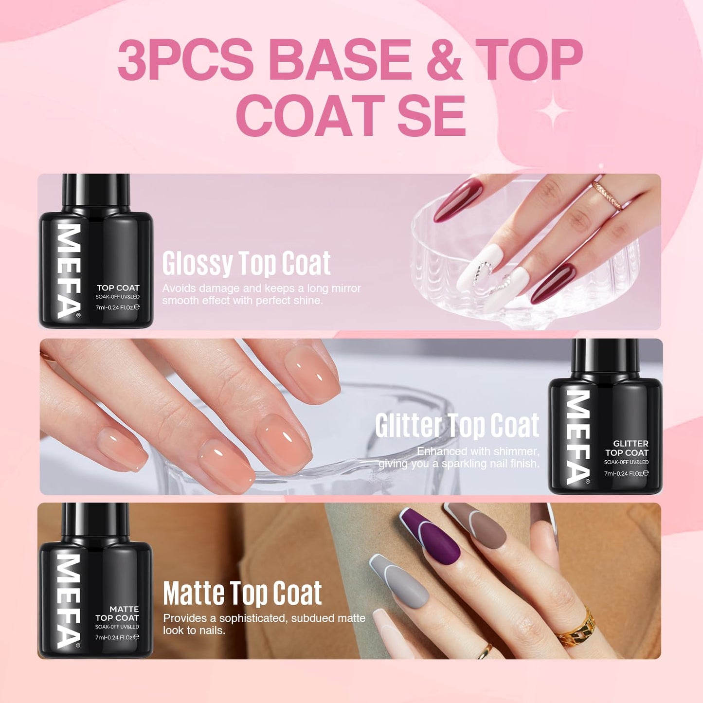 MEFA Gel Nail Polish Set, 23 Pcs Burgundy Red Brown Gel Polish Set Collection Summer Neon Classic Orange Black Navy Blue Glitter Nail Polish Starter Set with Glossy & Matte Top Base Coat Nail Art Gift