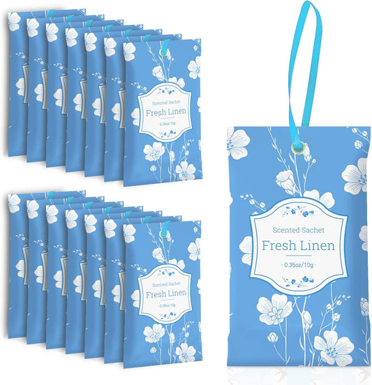 SCENTORINI Scented Sachets for Drawers and Closets, Linen Scent 14 Pack, Long-Lasting Sachets Bags Wardrobe Freshener, for Shoe Wardrobe, Cupboard