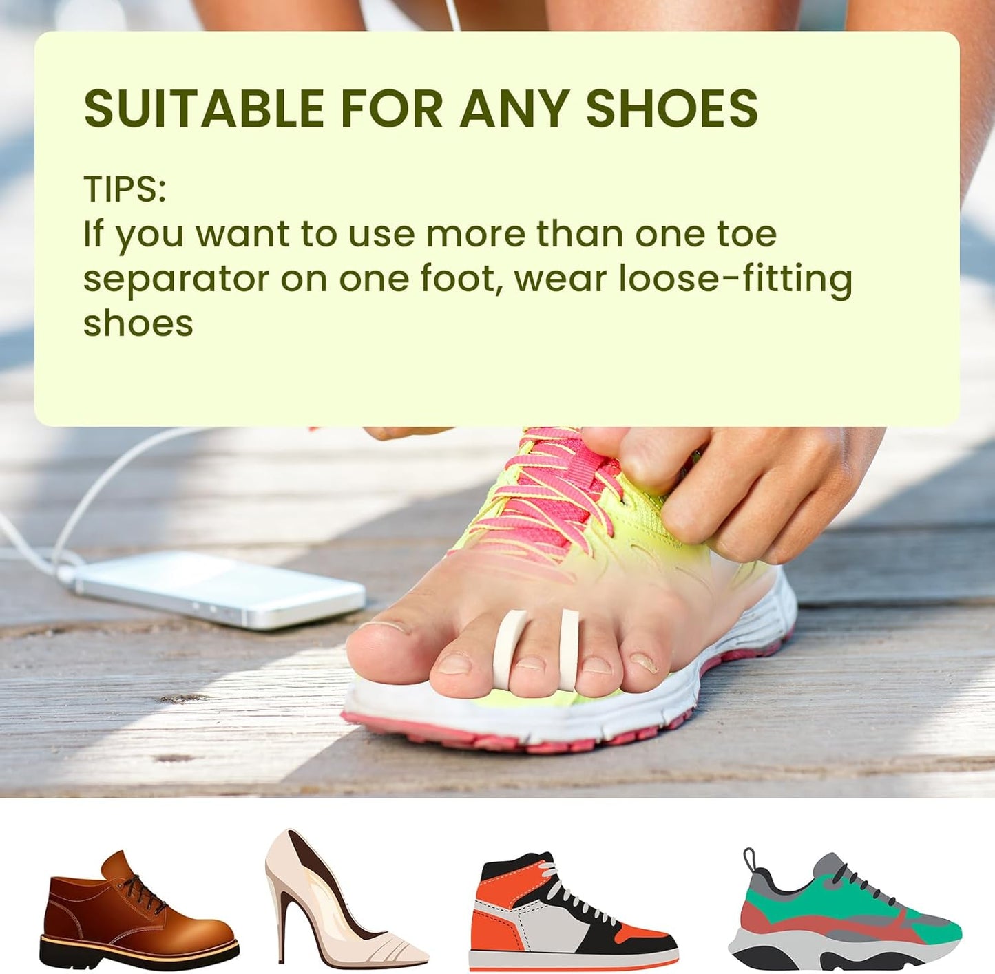 Bukihome 100 Pack Foam Toe Separators - Correct Overlapping Toes and Reduce Friction - Breathable and Comfortable, Foam Toe Spacers for Women