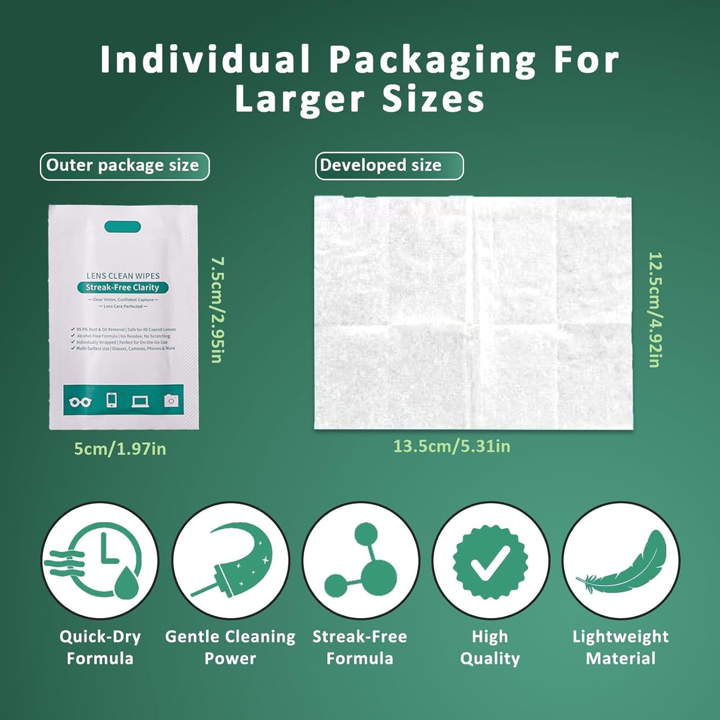 Eye Glasses Cleaner Wipes,Lens Wipes for Glasses/Sunglasses/Eyeglasses,Cleaning Wipes,Lens Wipes Individually Wrapped,Safe for All Lens Surfaces(200PCS)