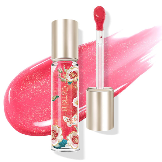 Catkin Lip Plumper Gloss, Tinted Lip Serum with Hyaluronic Acid & Jojoba Oil, Non-sticky Volumizing Hydrating Formula for a High Shine Maximum 3D Look, Plump & Soft Lips 0.12 Fl Oz - C04 Fuchsia Gold