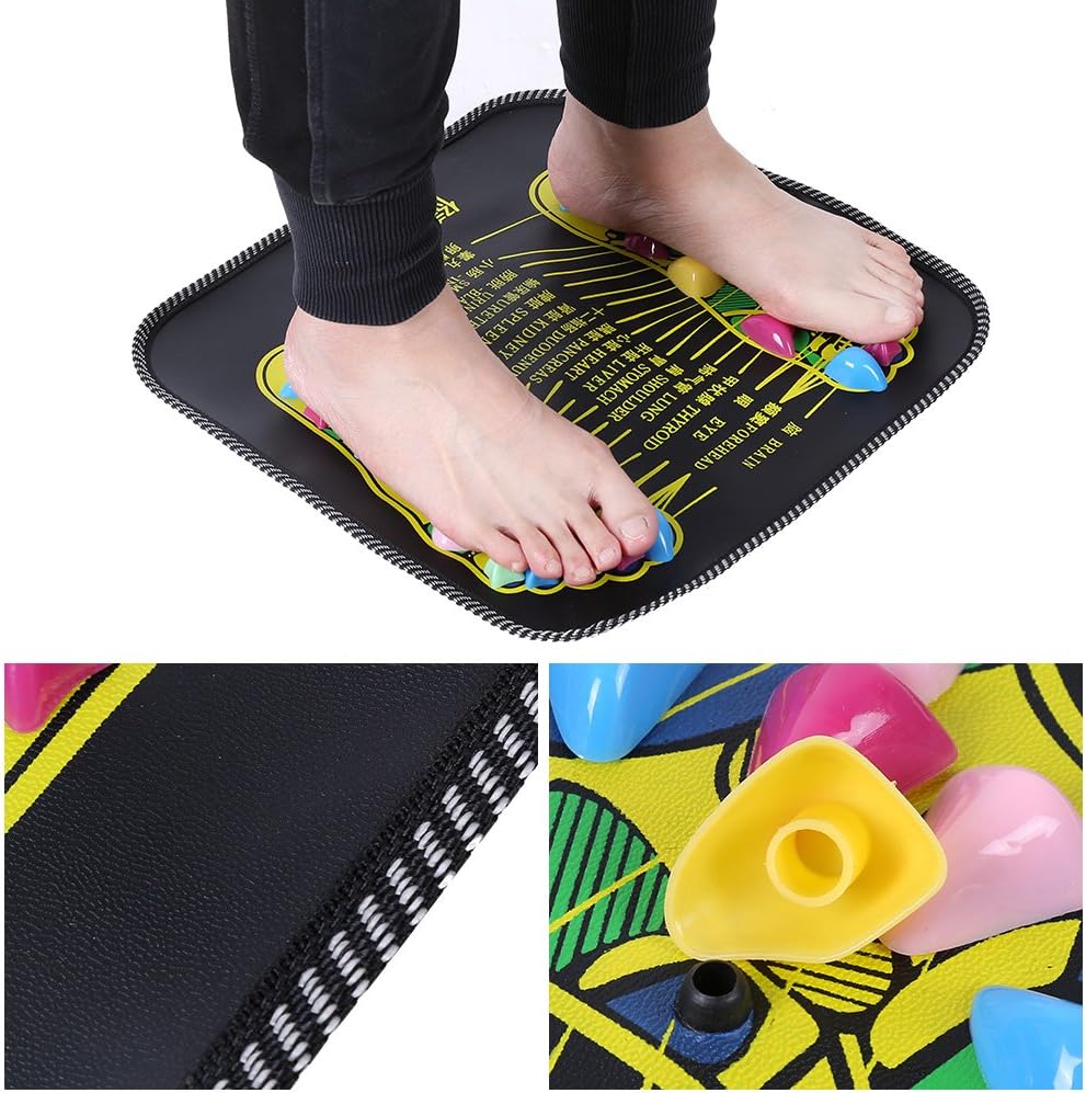 Foot Massage Mat,Acupressure Foot Mats,Reflexology Walk Stone Stone Road Foot Massage Black for Pain Relief