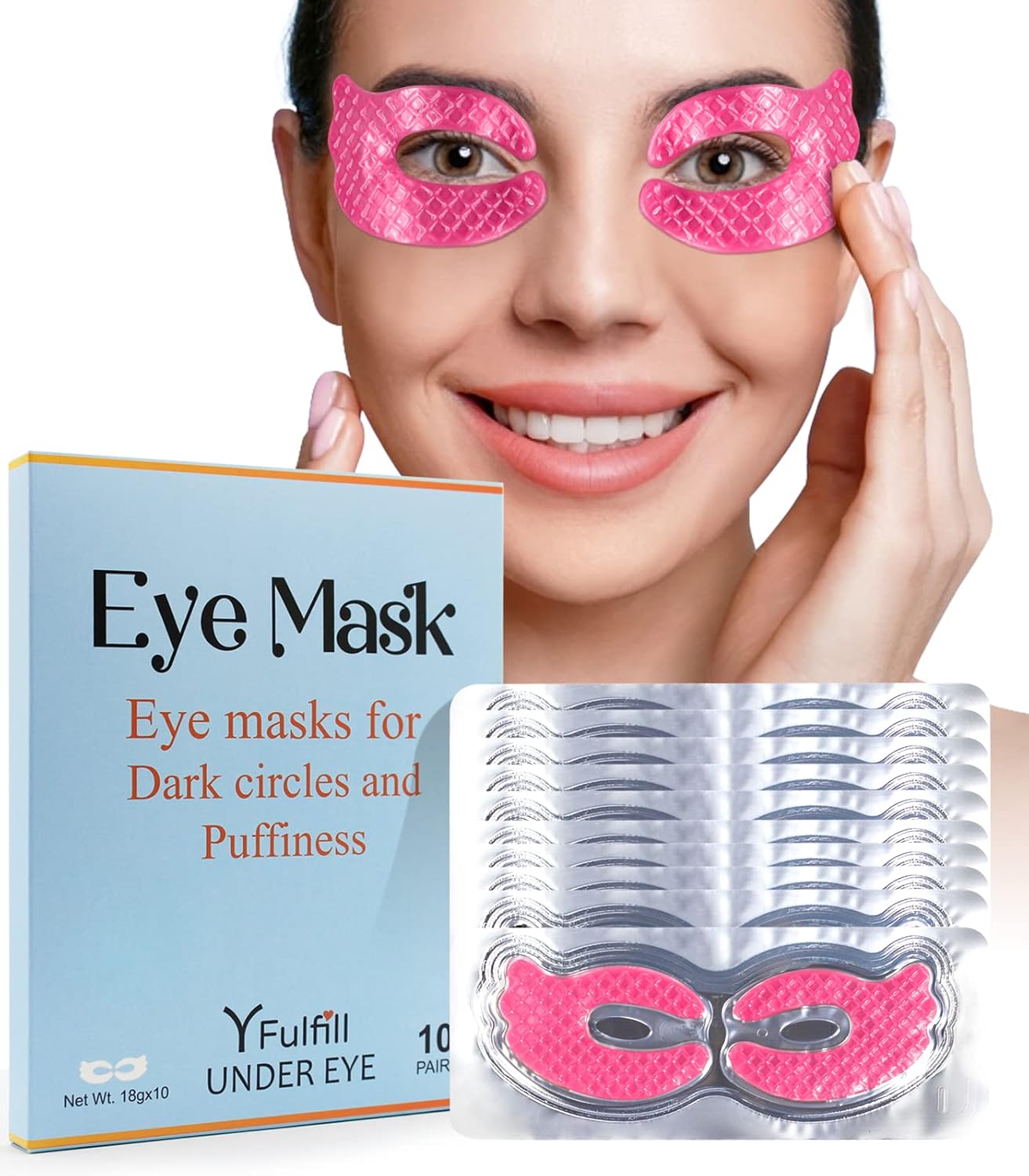 Hydrogel Eye Patches for Wrinkles, Under Eye Gel Pads For Puffy Eyes and Dark Circles, Collagen Eye Mask Skincare Pink Color