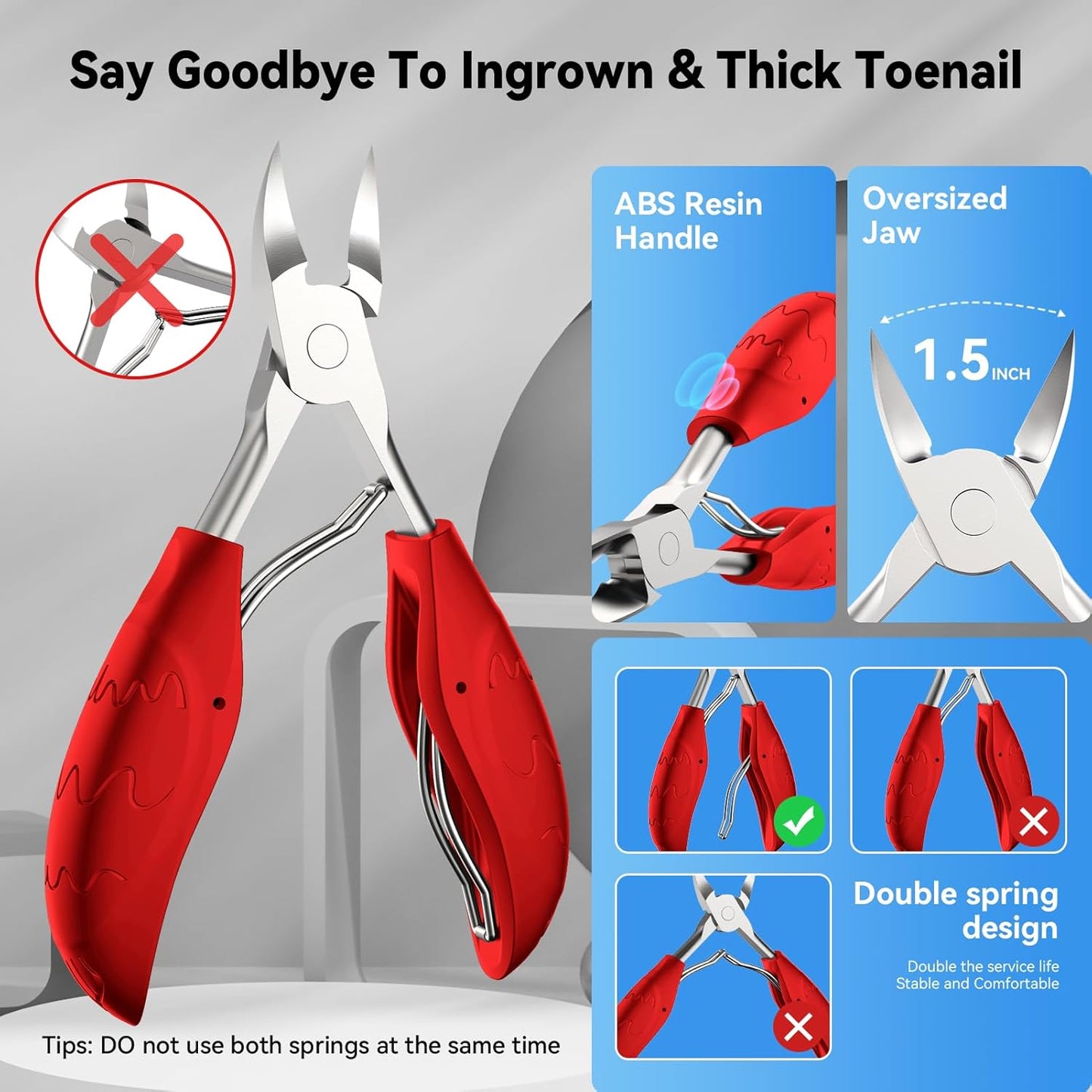 Toenail Clippers for Seniors Thick Toenails | 4-PCS Ergonomic Long Handle Non-Slip Soft grip Toe Nail Clippers Set for thick toenails | Premium Steel Heavy Duty Super Sharp Fingernail Clippers for Men