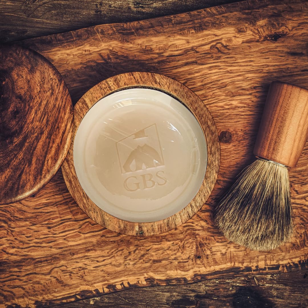 G.B.S 97% All Natural Shave Soap - Creates a Rich Lather Foam for Wet Shaving Experience (3 Pack Sandalwood) Birthday Gift
