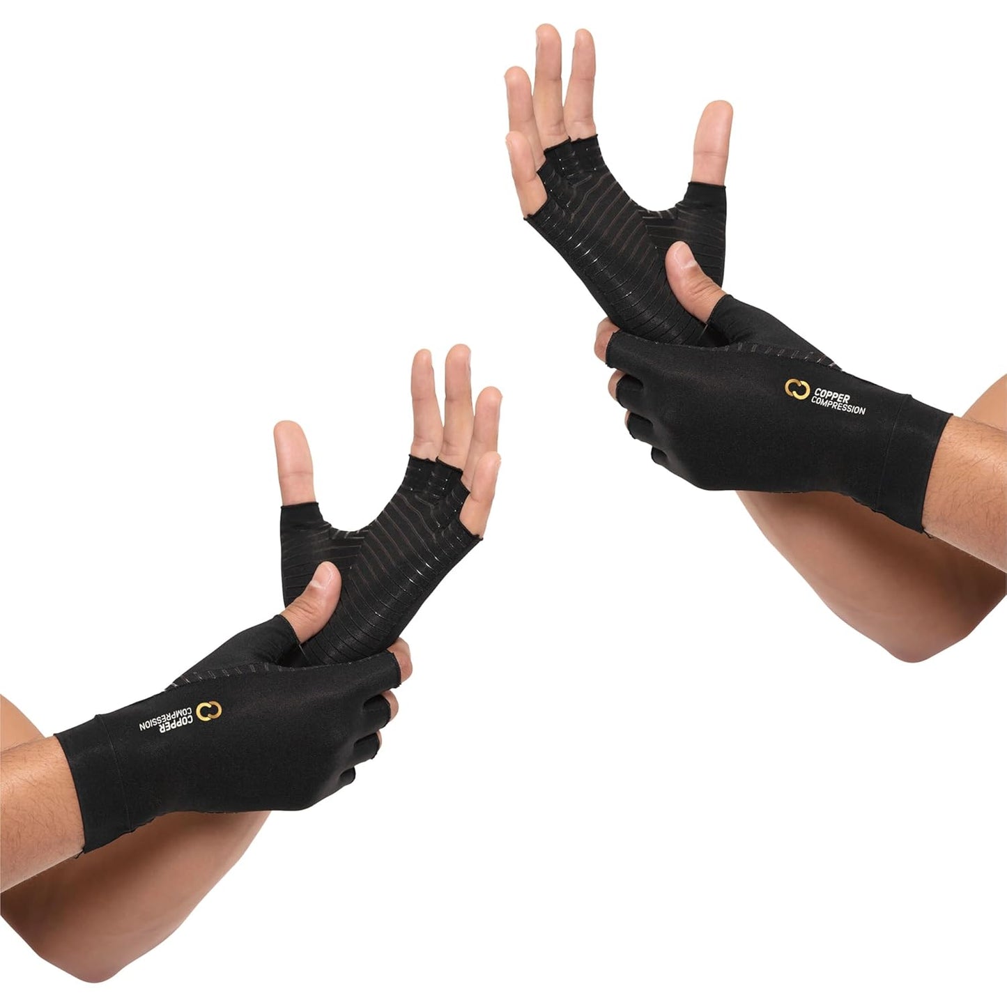 Copper Compression Arthritis Gloves | Fingerless Arthritis Carpal Tunnel Pain Relief Gloves For Men & Women | Hand Support Wrist Brace For Rheumatoid, Tendonitis, Swelling, Crocheting 2 Pairs Black XS