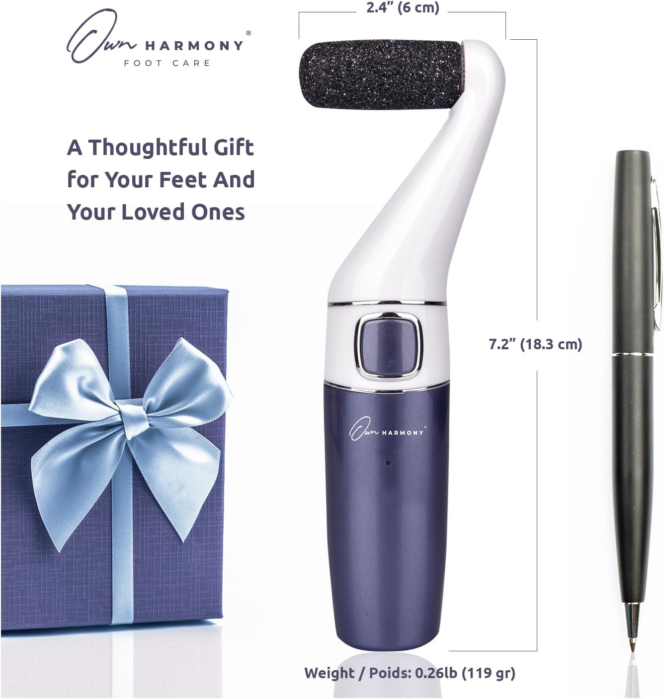 Electric Foot Callus Remover: Own Harmony Professional Feet Care Pedicure Tools, Rechargeable Feet Scrubber Dead Skin, Electronic Foot File Pedi Grinder, Best for Hard, Dry, Cracked Heels (3 Rollers)