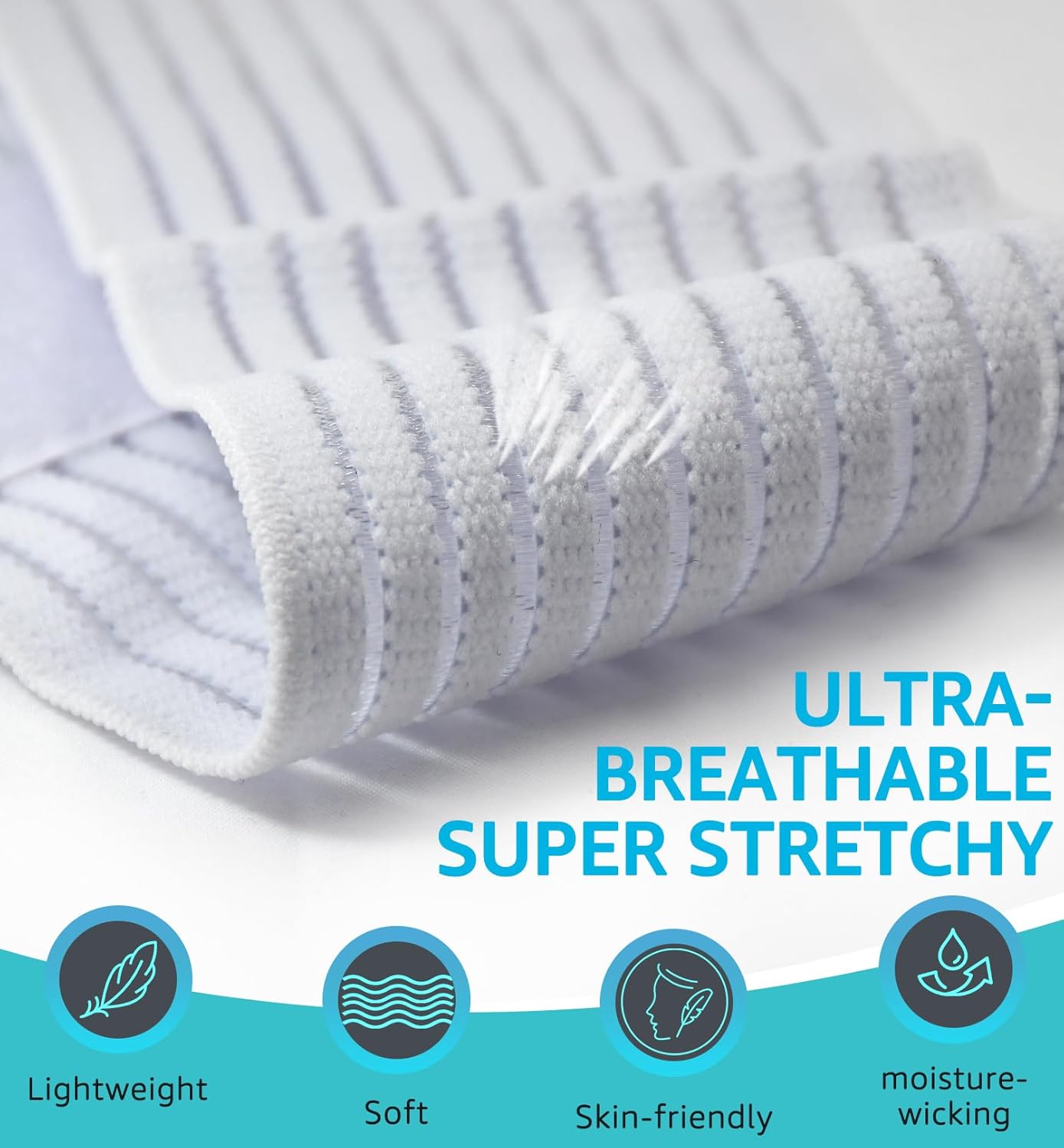 Compression Wrist Bands (2 PCS), High-Elastic Straps Wrist Wraps Wrist Brace for Sports Weightlifting Tennis Basketball Tendonitis Carpal Tunnel Arthritis - Breathable Fabric (White)