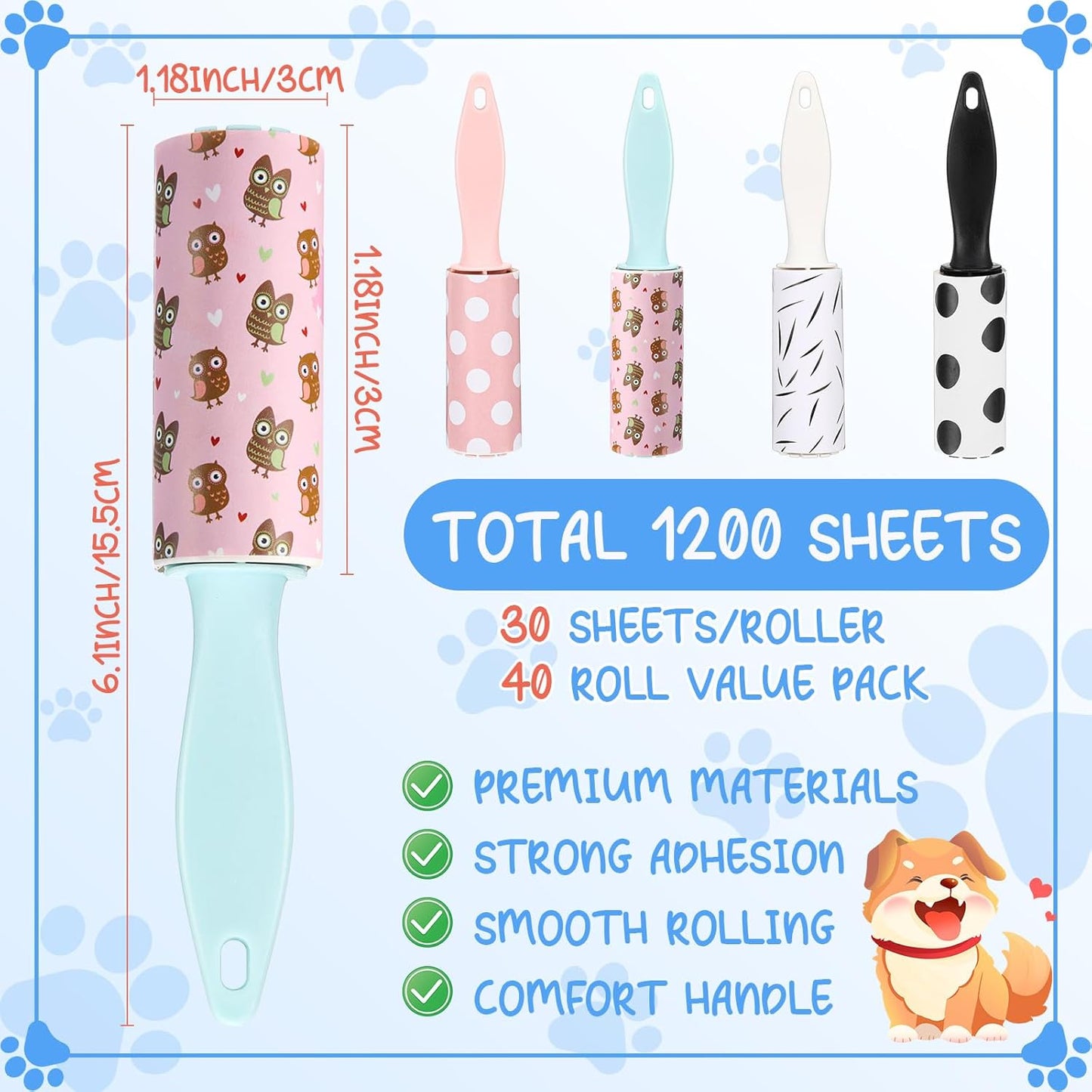 Hushee 40 Pcs Bulk Mini Lint Roller for Pet Hair and Clothes Lint Roller Travel Size Removers Sticky Removing Tool for Travel, Gift Bags, Furniture, Car Seat