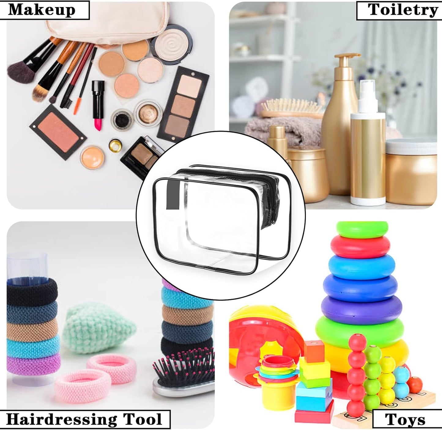 20 Packs Clear Cosmetic Bags Waterproof Zipper Bags – Medium Transparent PVC Travel Makeup & Toiletry Organizer Pouches (7.09 x 2.36 x 4.72 Inches)