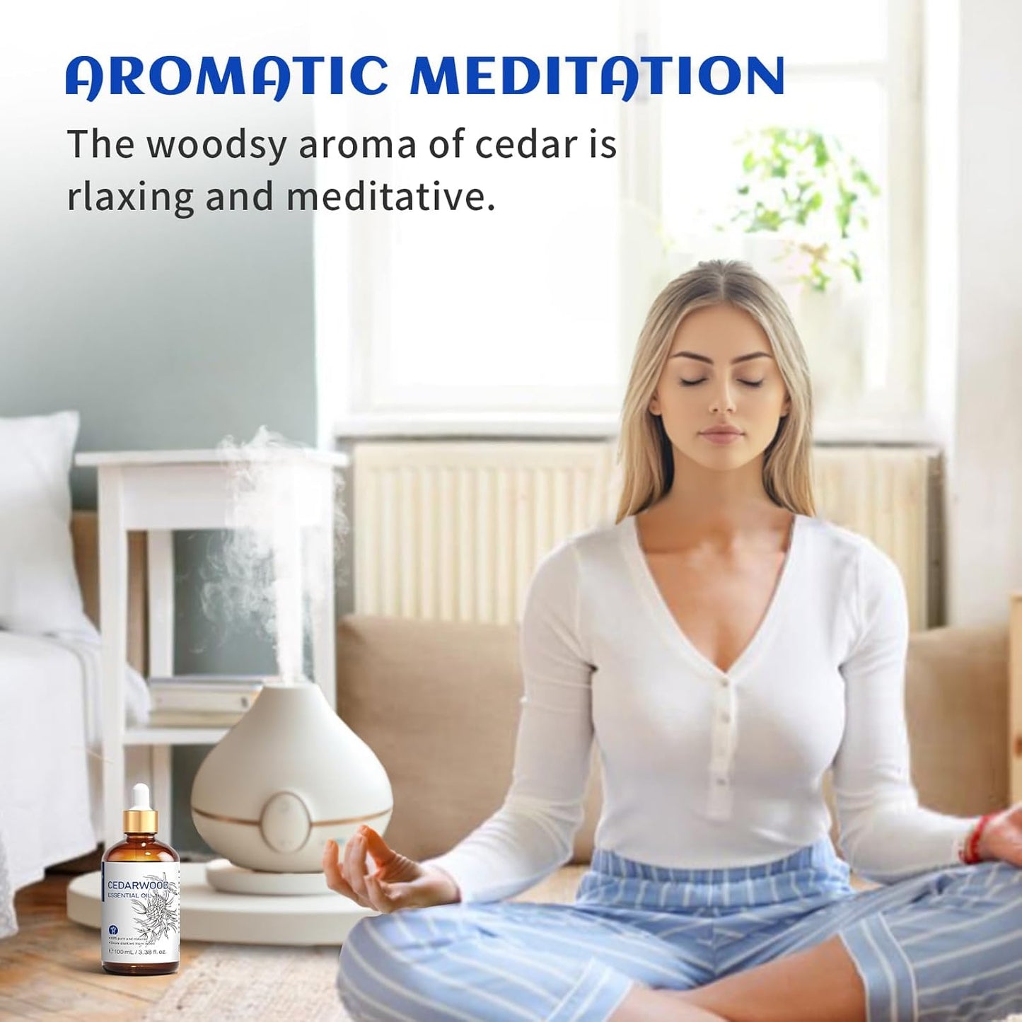 HIQILI Cedarwood Essential Oil (3.38 Fl Oz), 100% Natural Therapeutic Grade, Premium Glass Dropper, for Hair & Skin Care, Soap Making, Add to Diffusers, Sprays