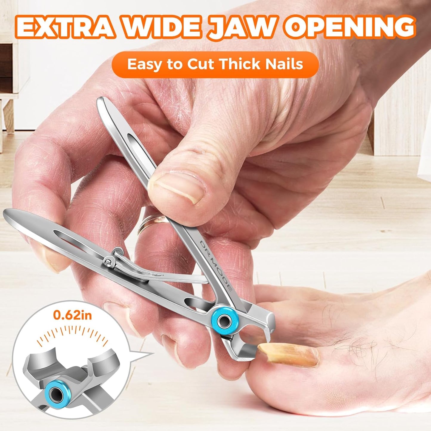 Heavy Duty Slanted Nail Clippers for Thick Nails - Wide Opening, Ultra Sharp Ingrown Toenail Clippers for Seniors