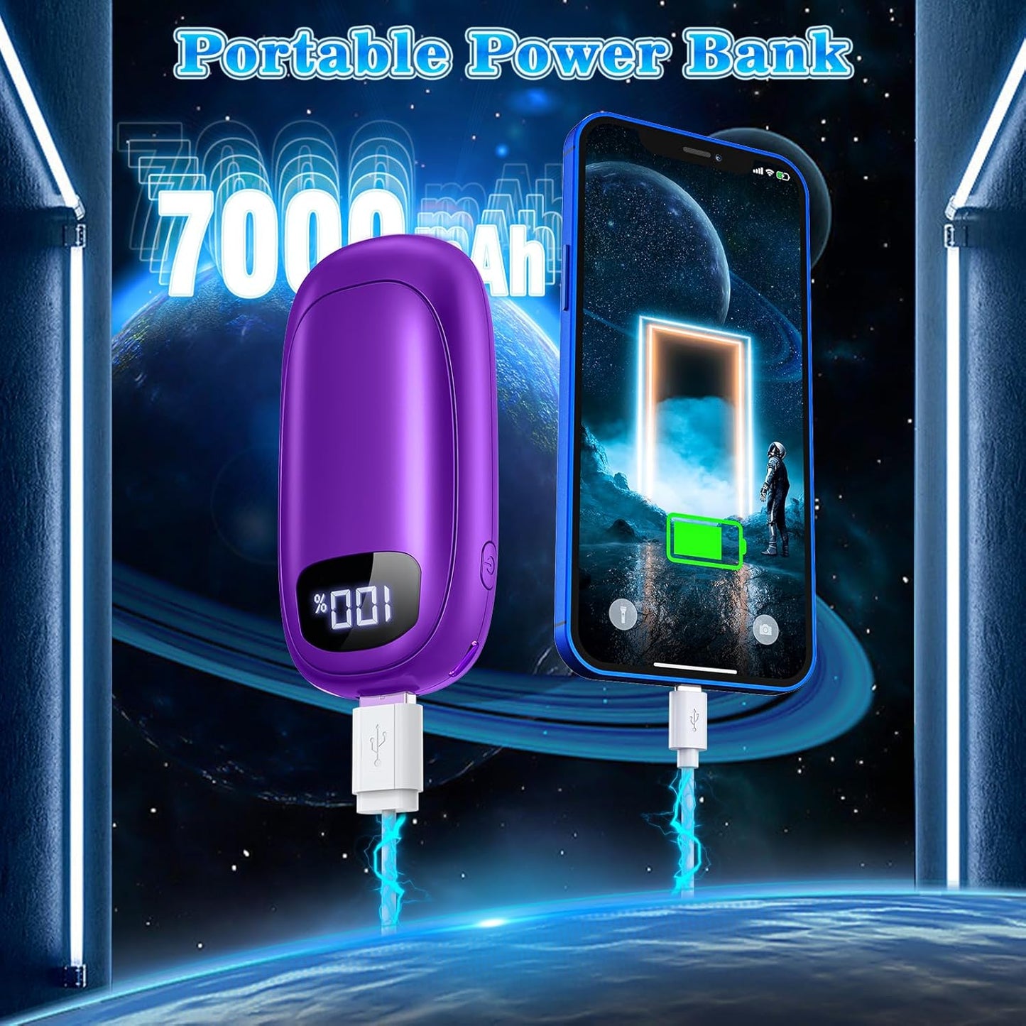 Hand Warmers Rechargeable 2 Pack, Electric Dual-Sided Heating with LED Display & Flashlight, Max 127℉, 13Hrs Long Lasting Pocket Heater for Raynauds, Golf, Hunting Essentials, Gifts for Men Women