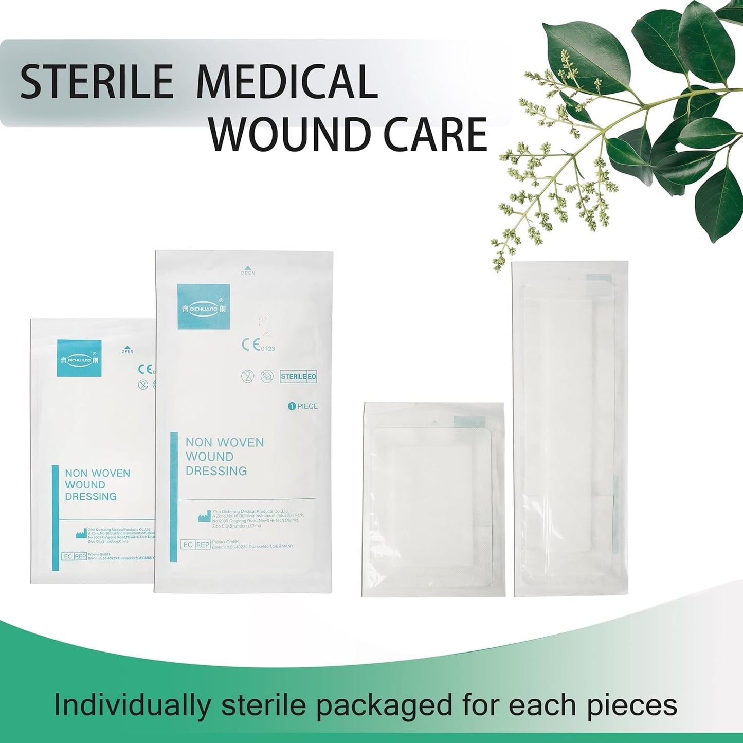 4X10, 4X12, 4X14 Inches Large Sterile Adhesive Island Wound Dressing Bandages - Non Woven Bordered Gauze Pads, Individually Pack, 8PCS for Each Size, Medical Grade by QICHUANG(101214Mixed Size- C24)