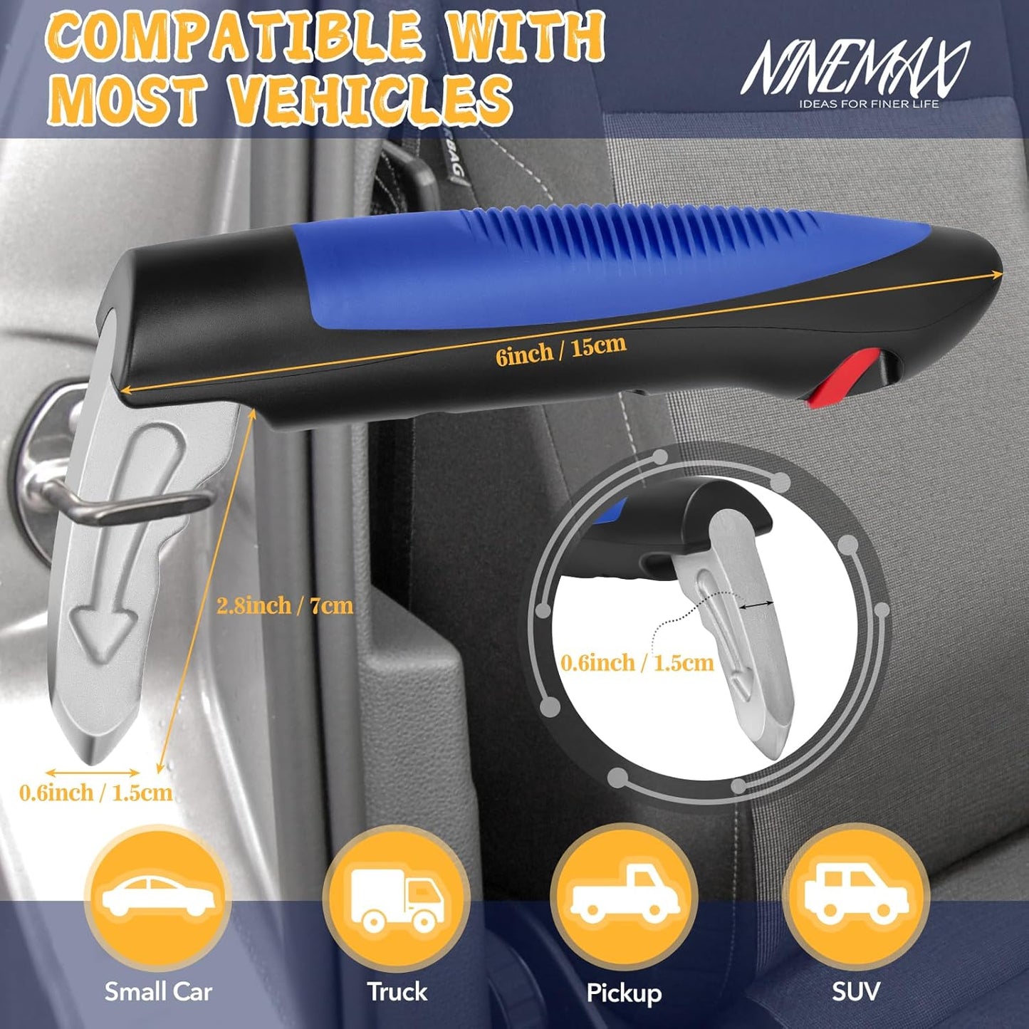 Car Door Handle for Elderly Car Handle Assist Support, Auto Grab Handles, Portable 3 in 1 Car Door Cane for Seniors, Handicap (1 pc)